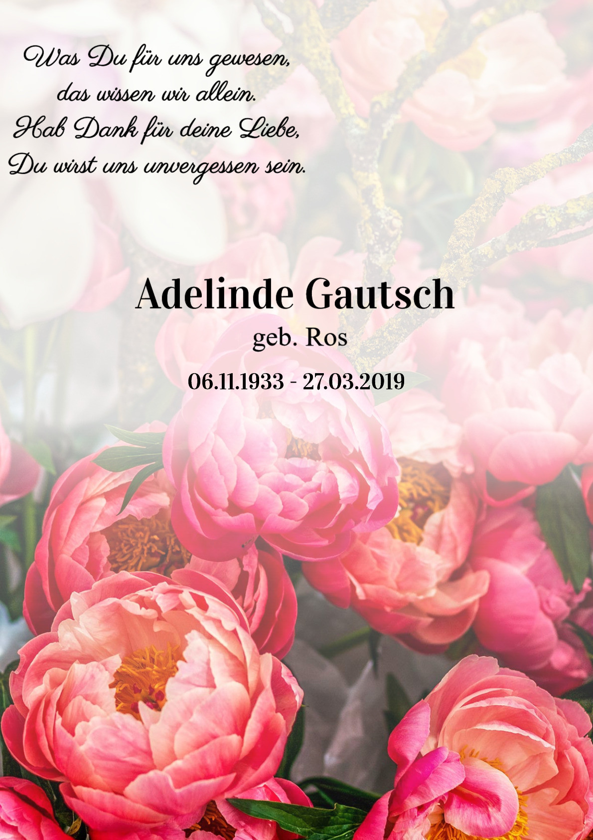 Traueranzeige von Adelinde Gautsch