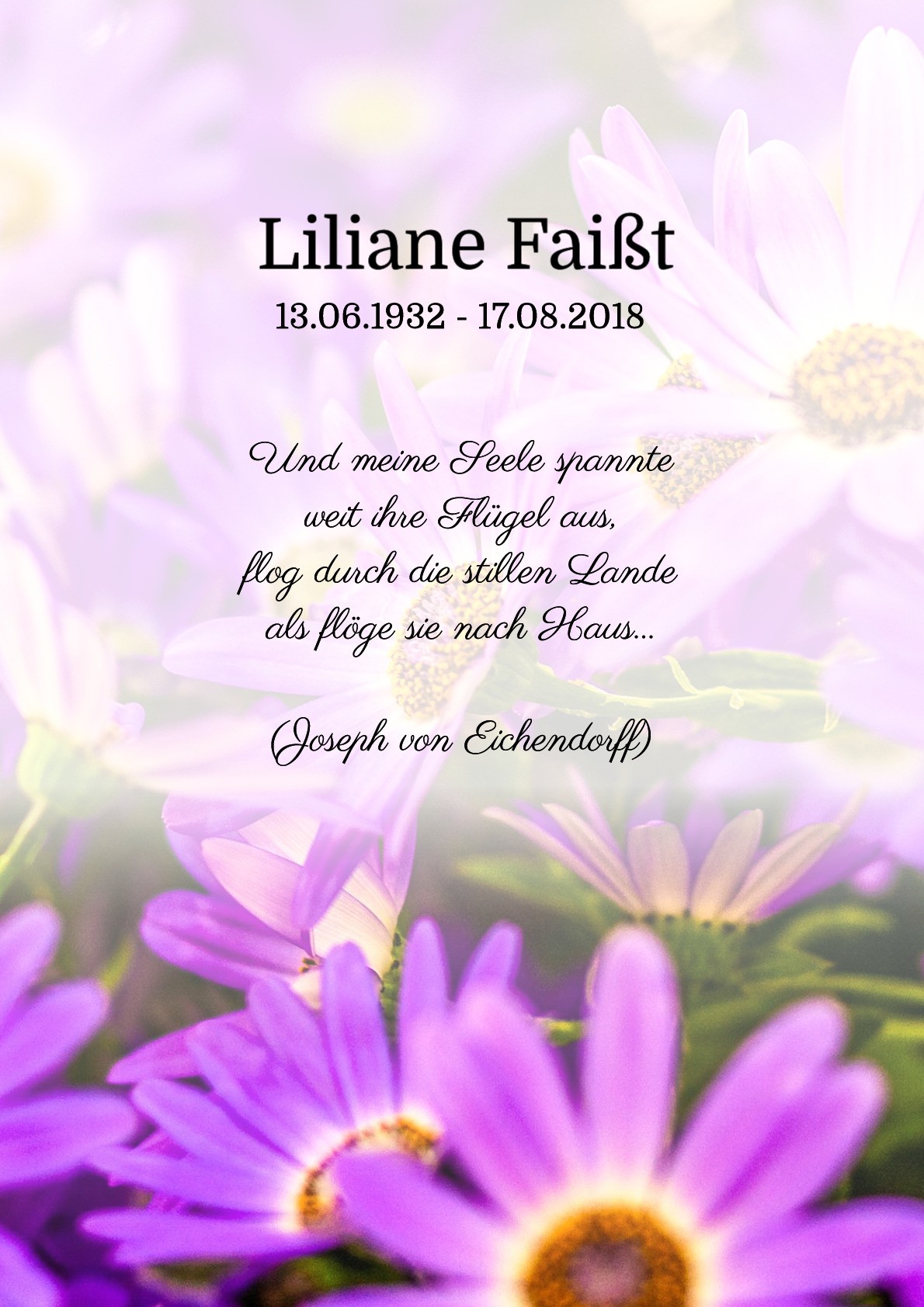 Traueranzeige von Liliane Faißt