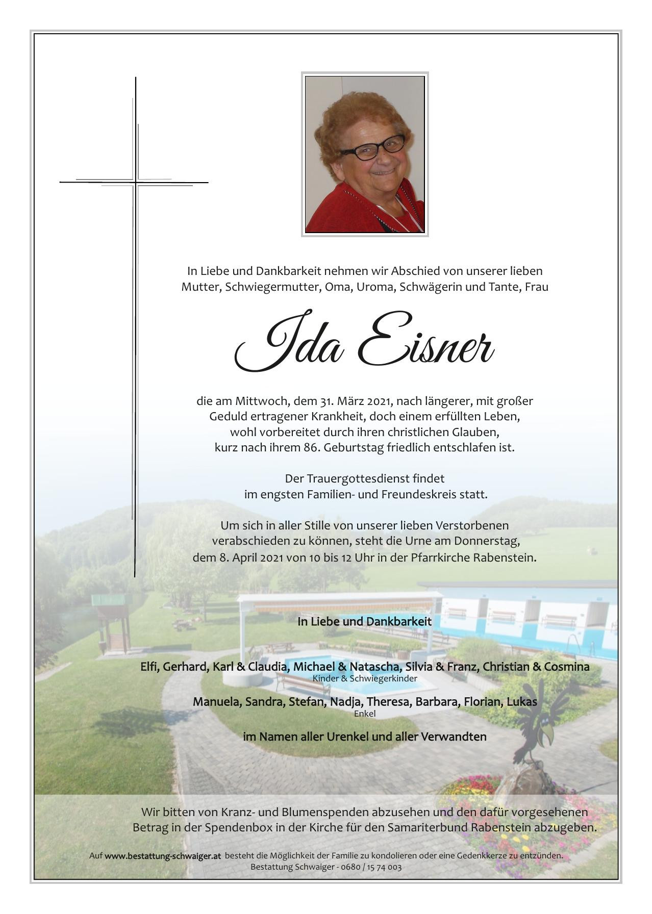 Traueranzeige von Ida Eisner