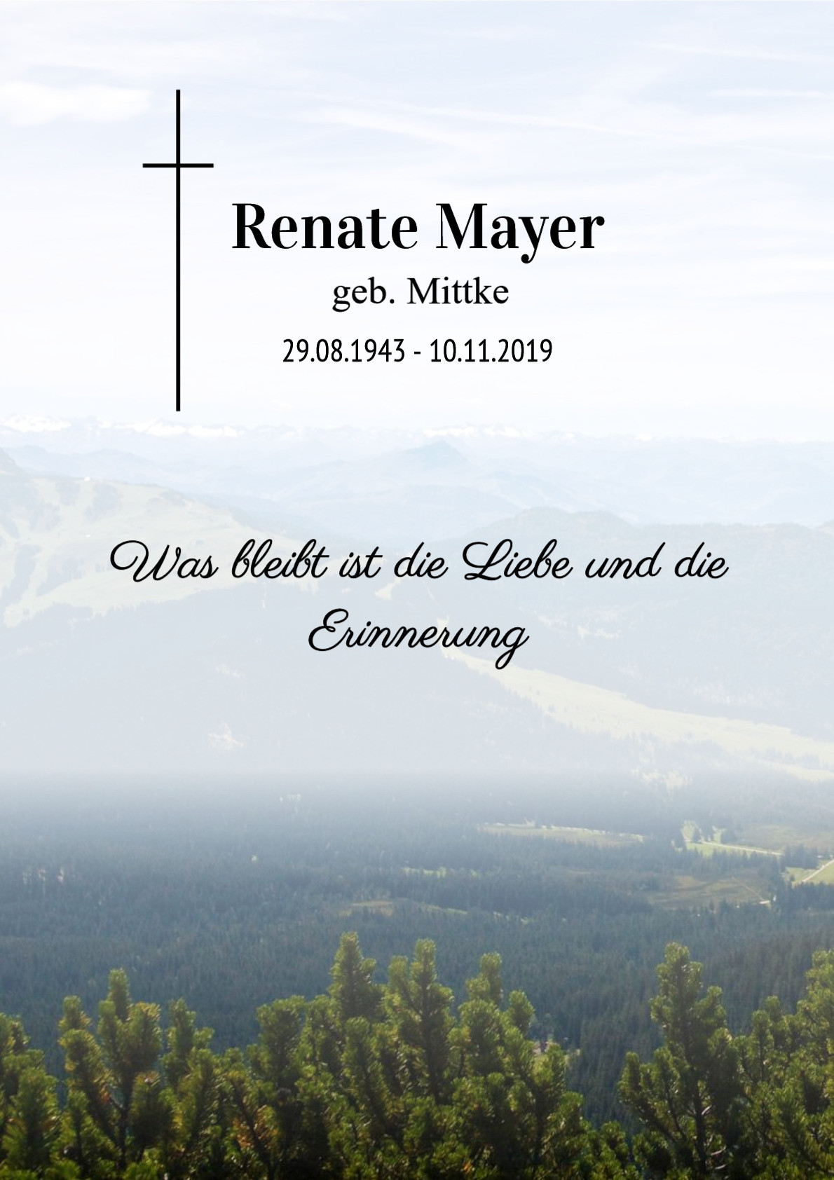 Traueranzeige von Renate Mayer
