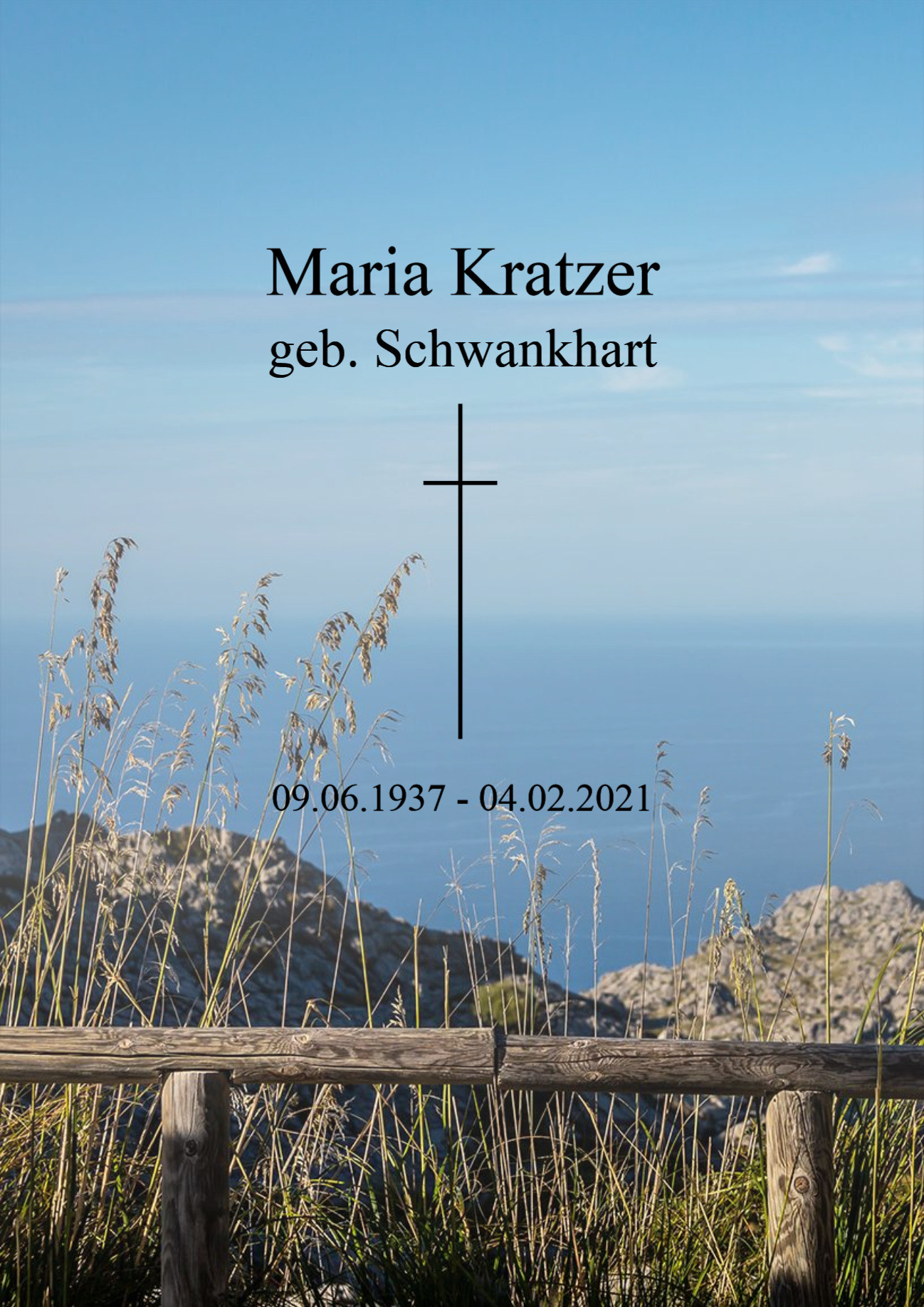 Traueranzeige von Maria Kratzer