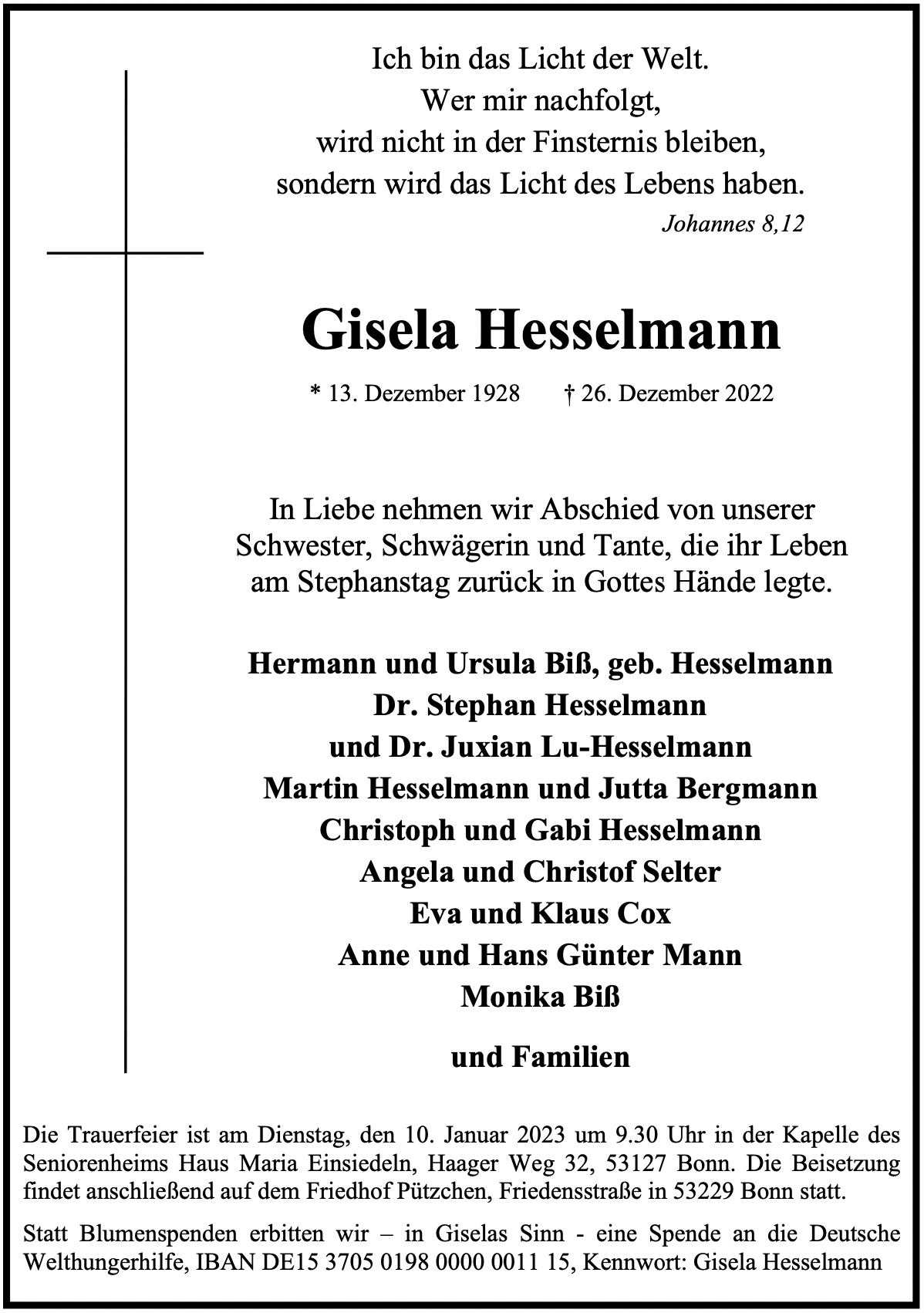 Traueranzeige von Gisela Hesselmann