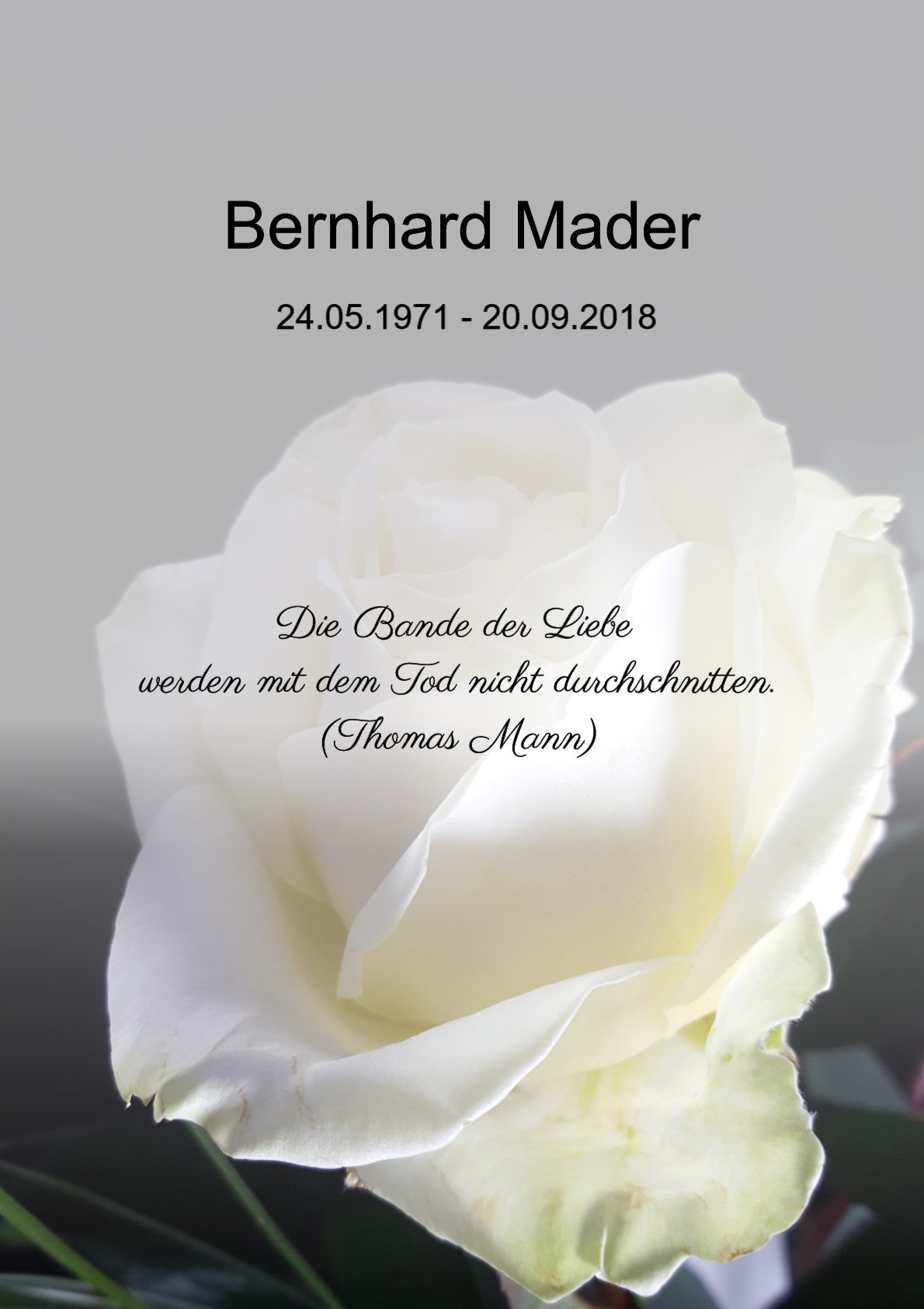 Traueranzeige von Bernhard Mader