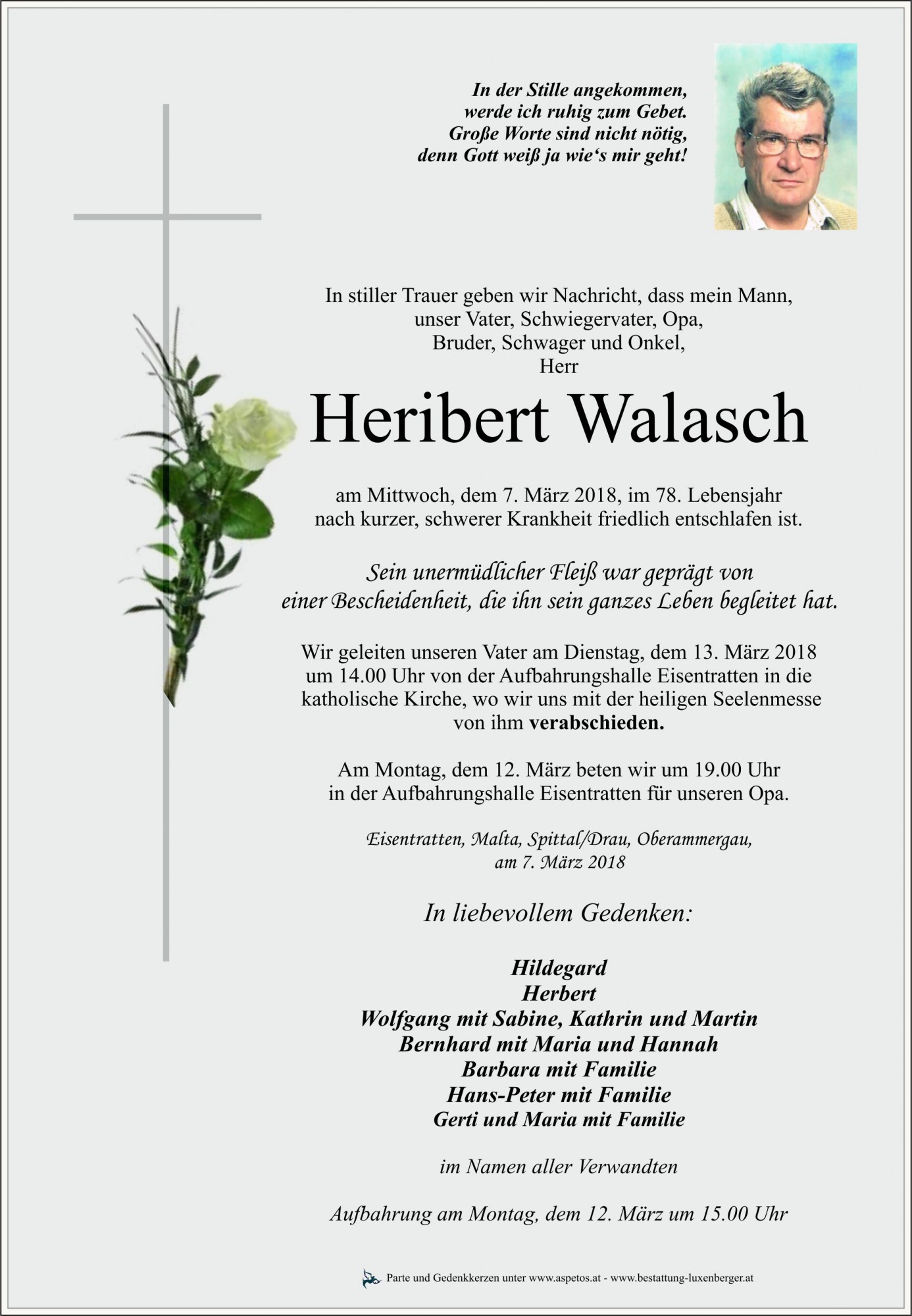 Traueranzeige von Heribert Walasch