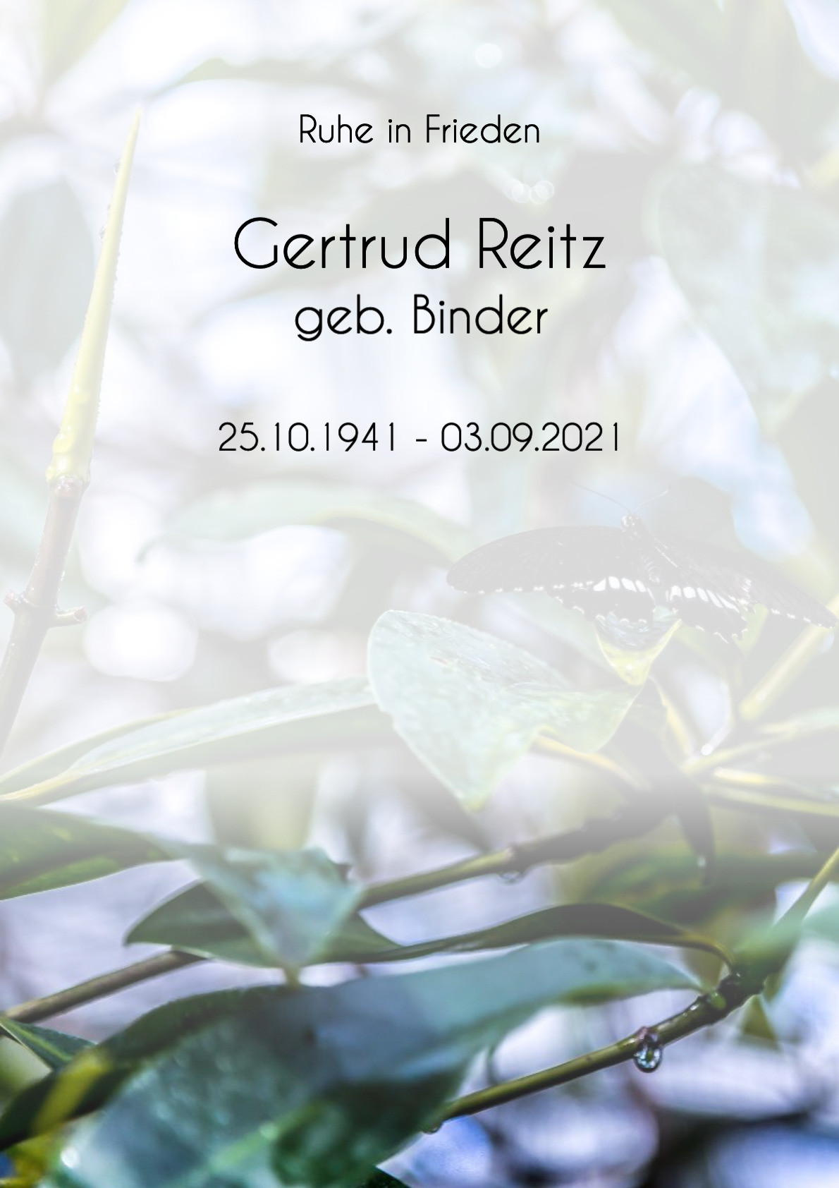 Traueranzeige von Gertrud Reitz