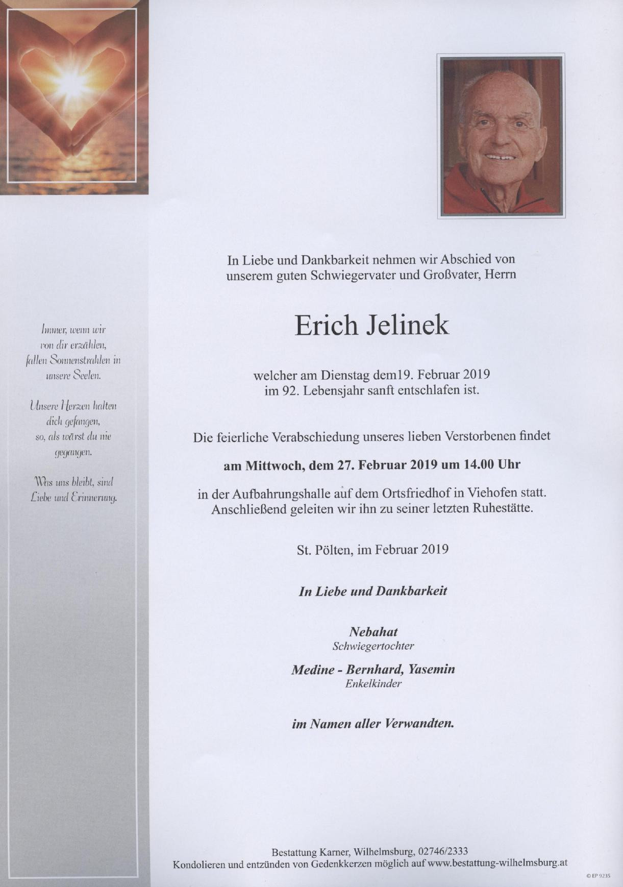 Traueranzeige von Erich Jelinek