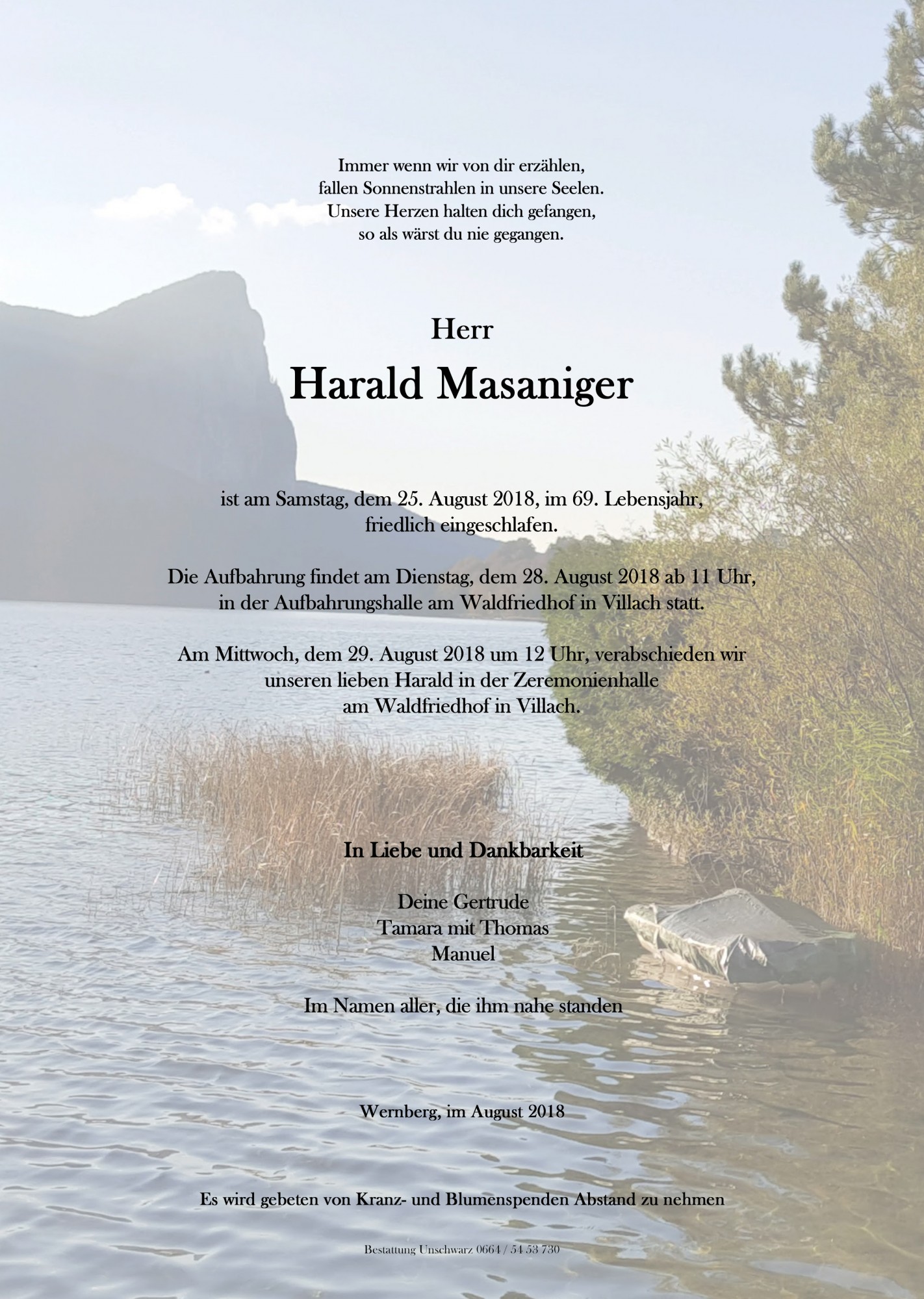 Traueranzeige von Harald Masaniger