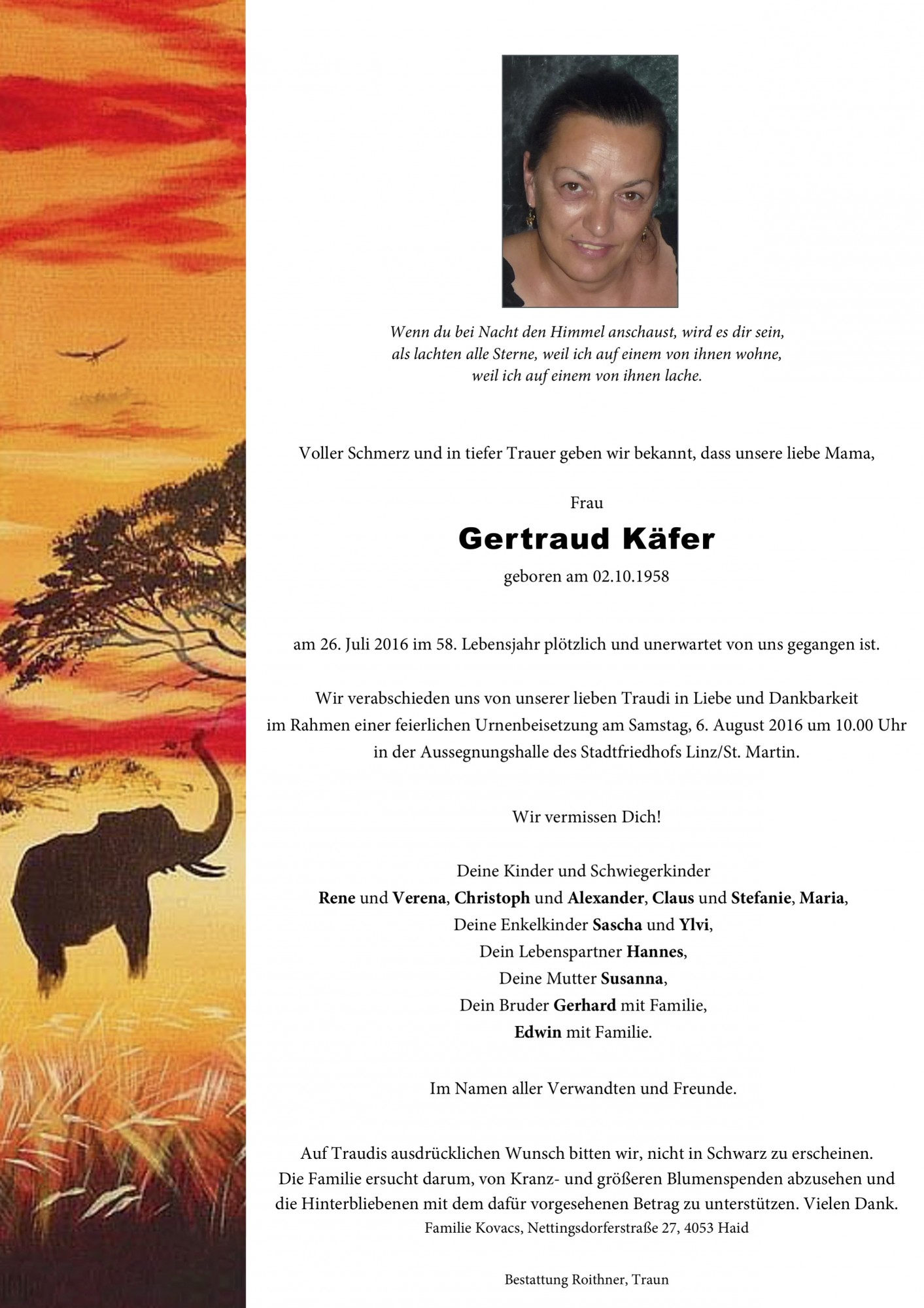 Traueranzeige von Gertraud Käfer