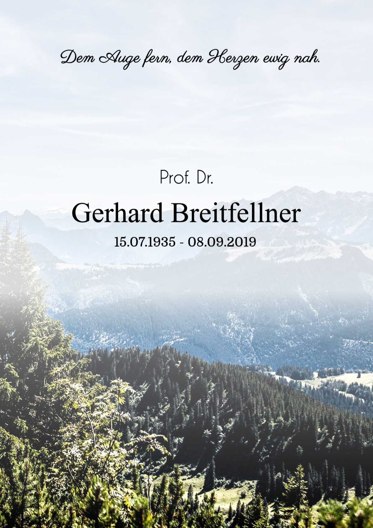 Traueranzeige von Prof. Dr. Gerhard Breitfellner