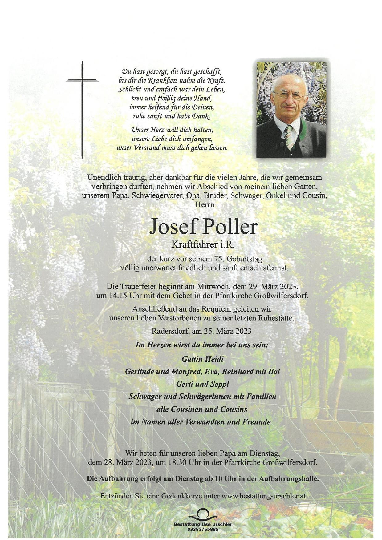 Traueranzeige von Josef Poller