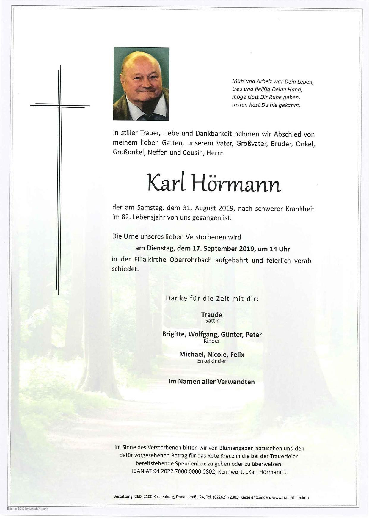 Traueranzeige von Karl Hörmann