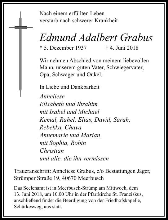 Traueranzeige von Edmund Grabus