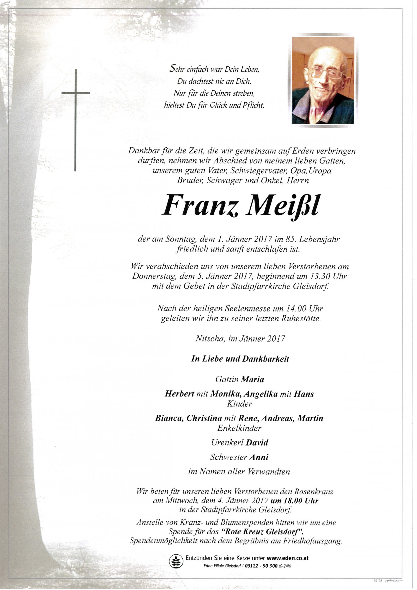 Traueranzeige von Franz Meißl