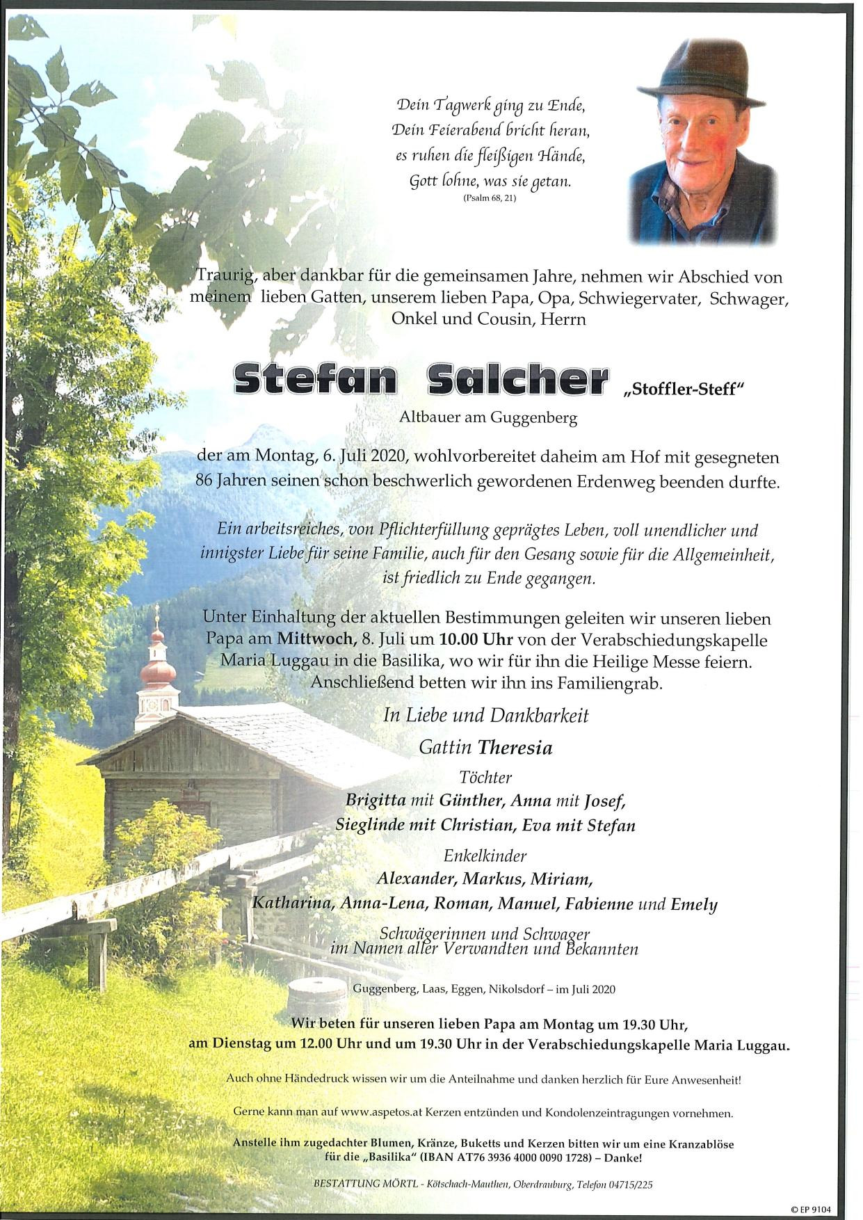 Traueranzeige von Stefan Salcher