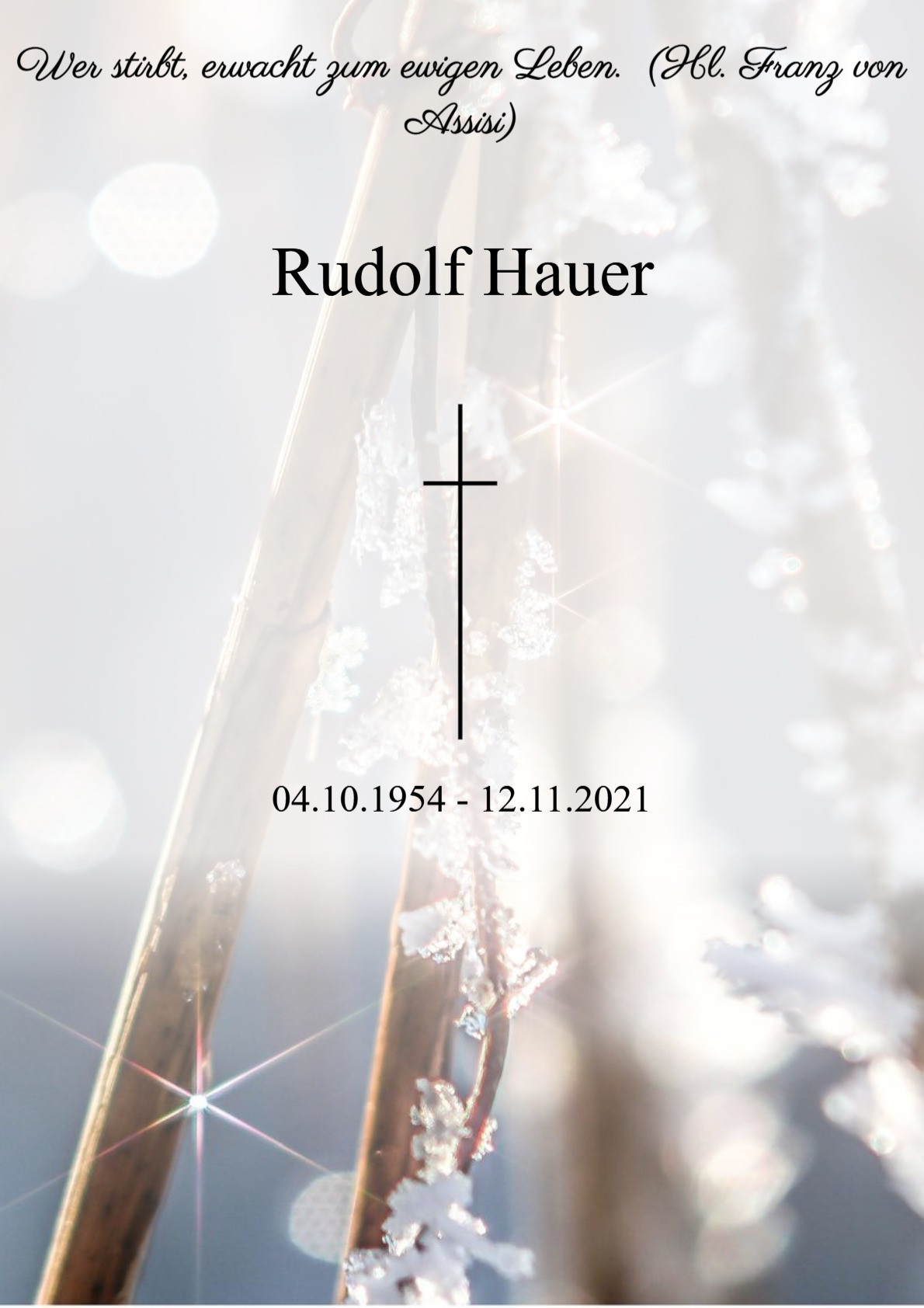 Traueranzeige von Rudolf Hauer