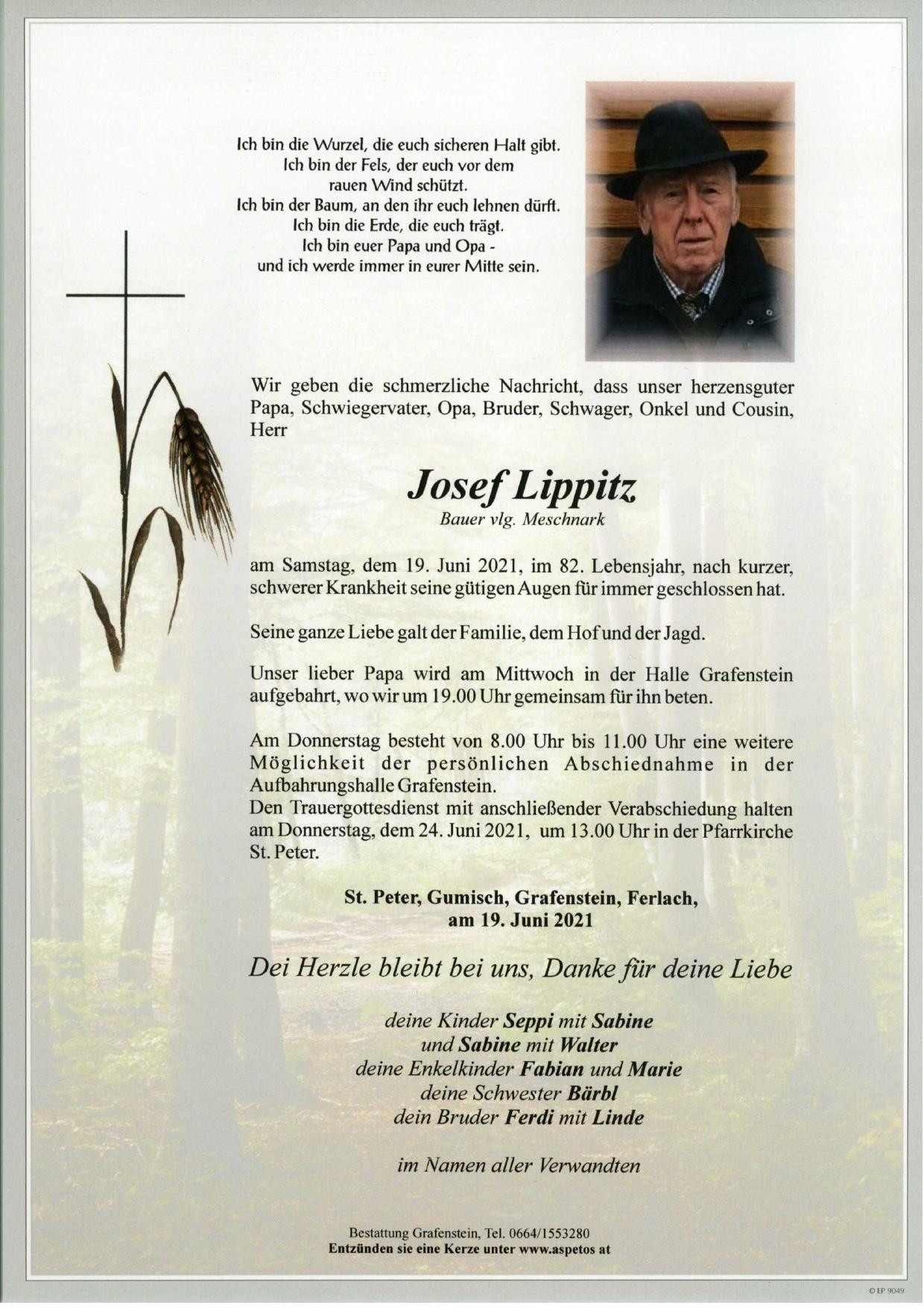 Traueranzeige von Josef Lippitz