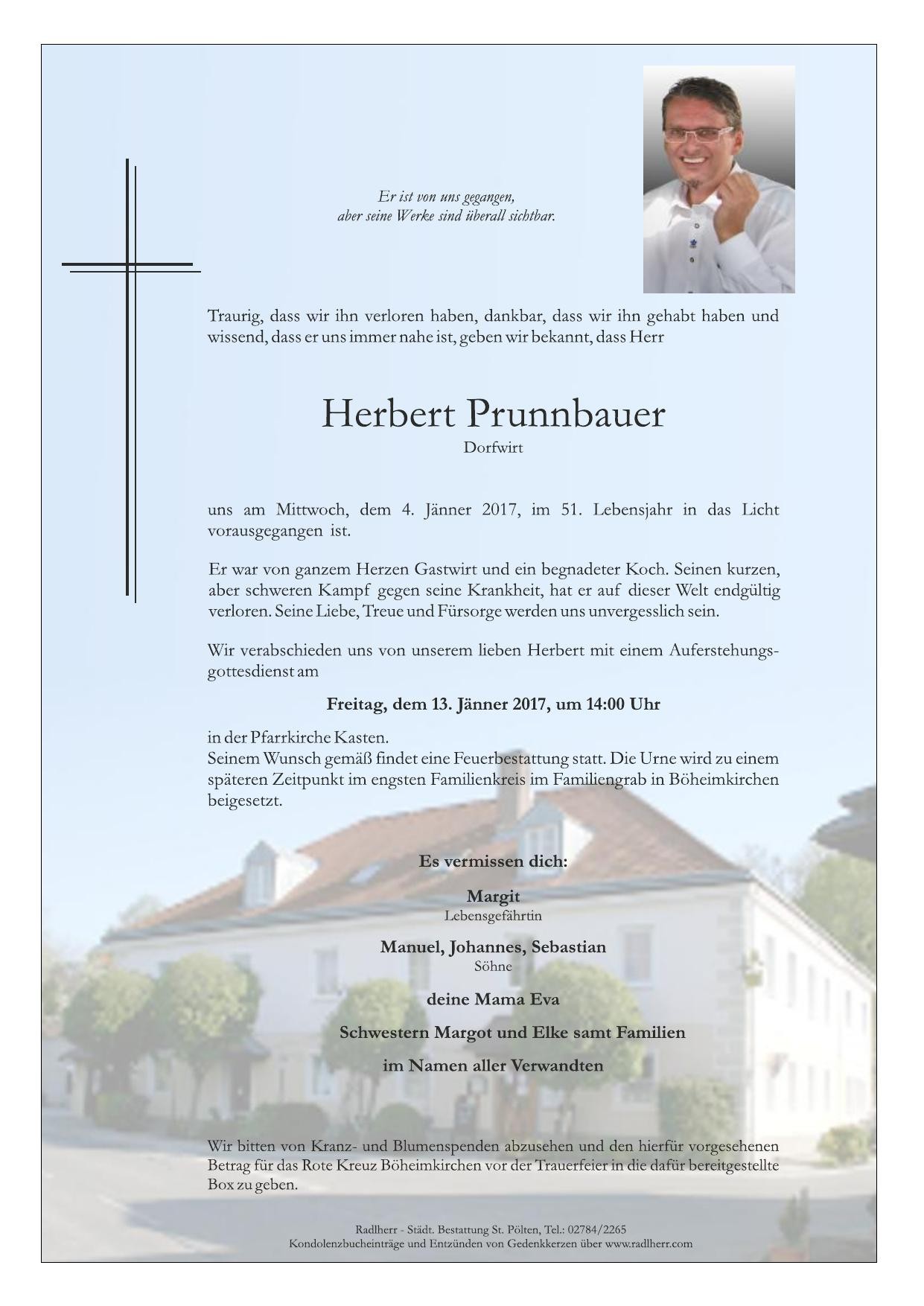 Traueranzeige von Herbert Prunnbauer