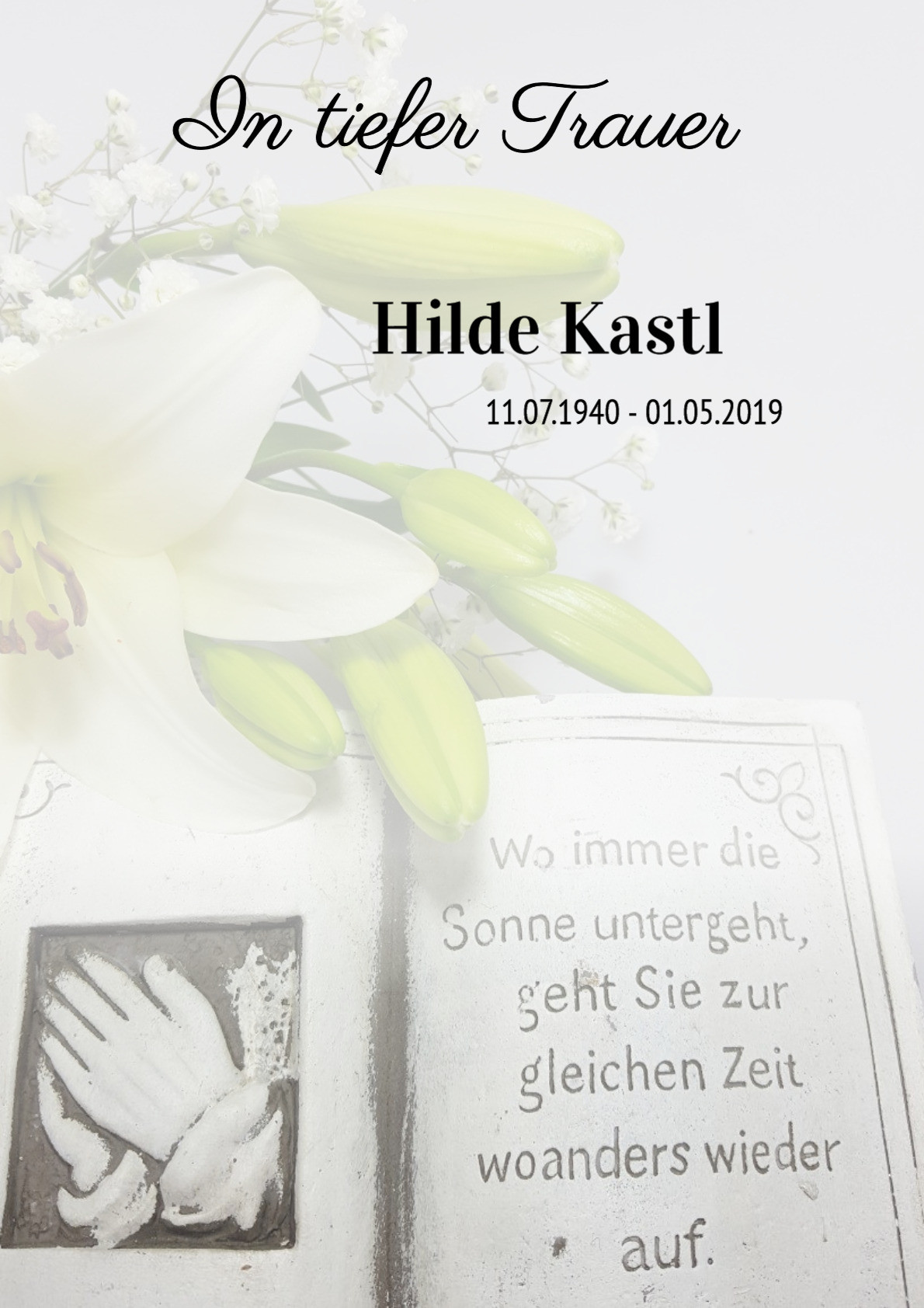 Traueranzeige von Hilde Kastl