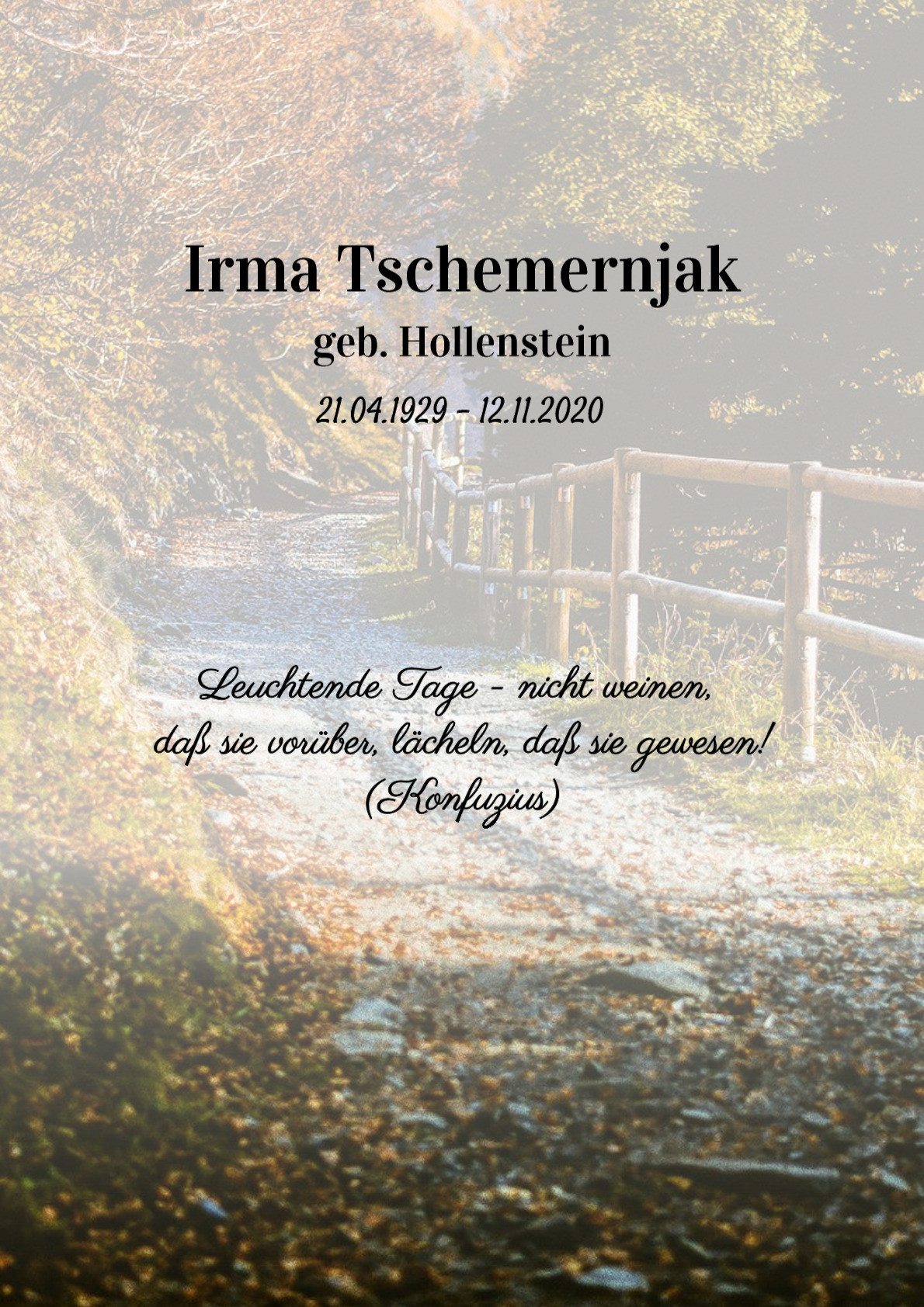 Traueranzeige von Irma Tschemernjak