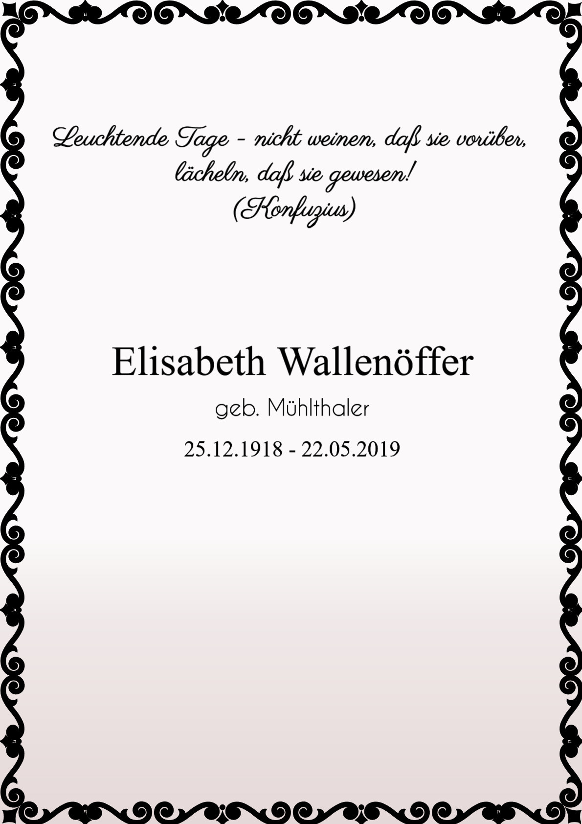 Traueranzeige von Elisabeth Wallenöffer