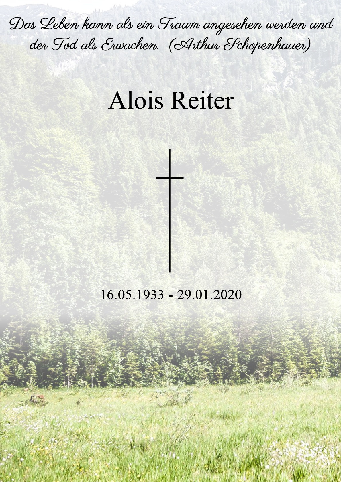 Traueranzeige von Alois Reiter