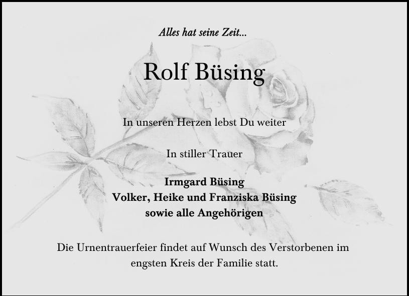Traueranzeige von Rolf Büsing