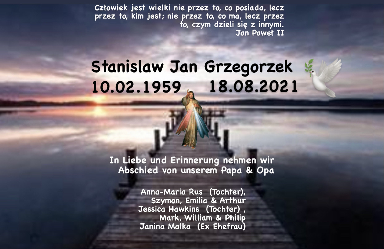 Traueranzeige von Stanislaw Jan Grzegorzek