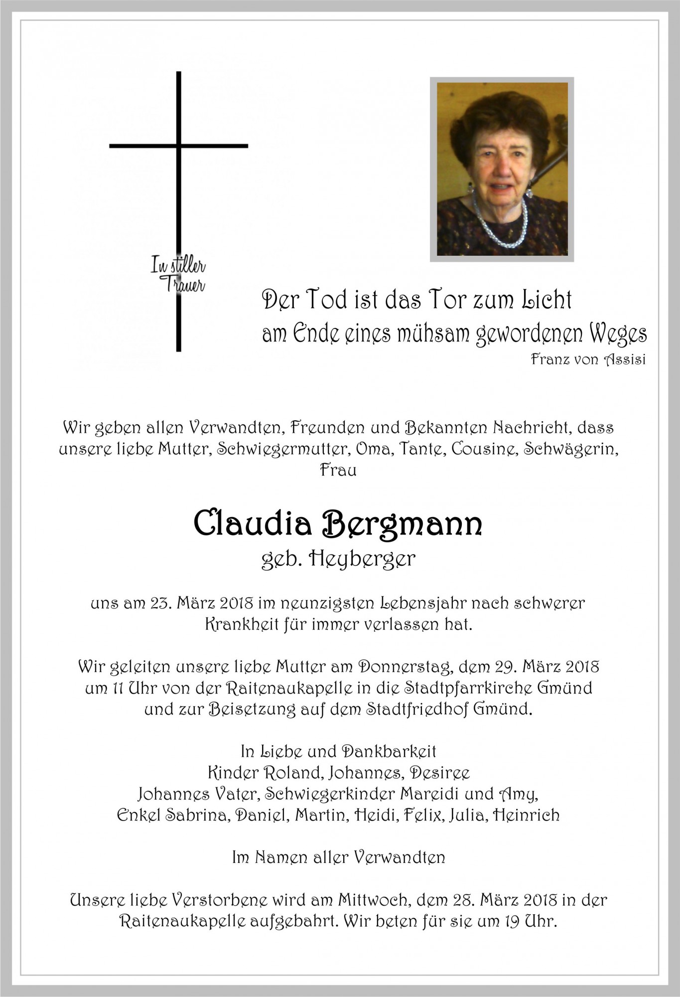 Traueranzeige von Claudia Bergmann