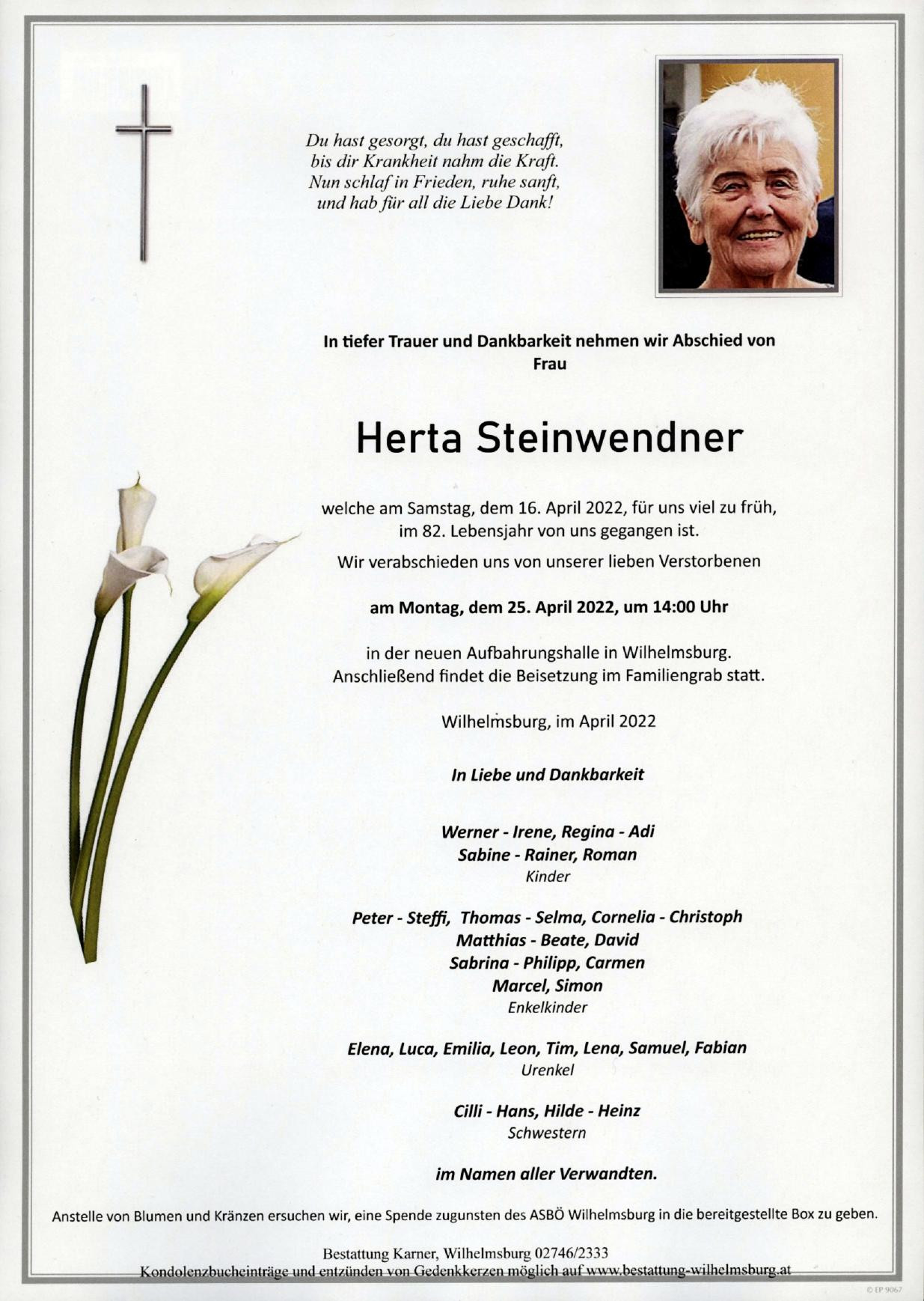 Traueranzeige von Herta Steinwendner