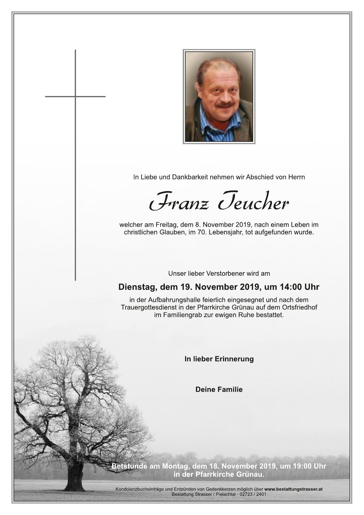Traueranzeige von Franz Teucher