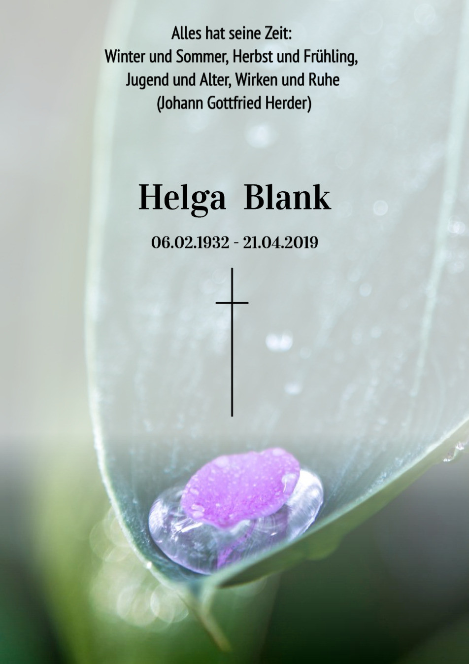 Traueranzeige von Helga Blank