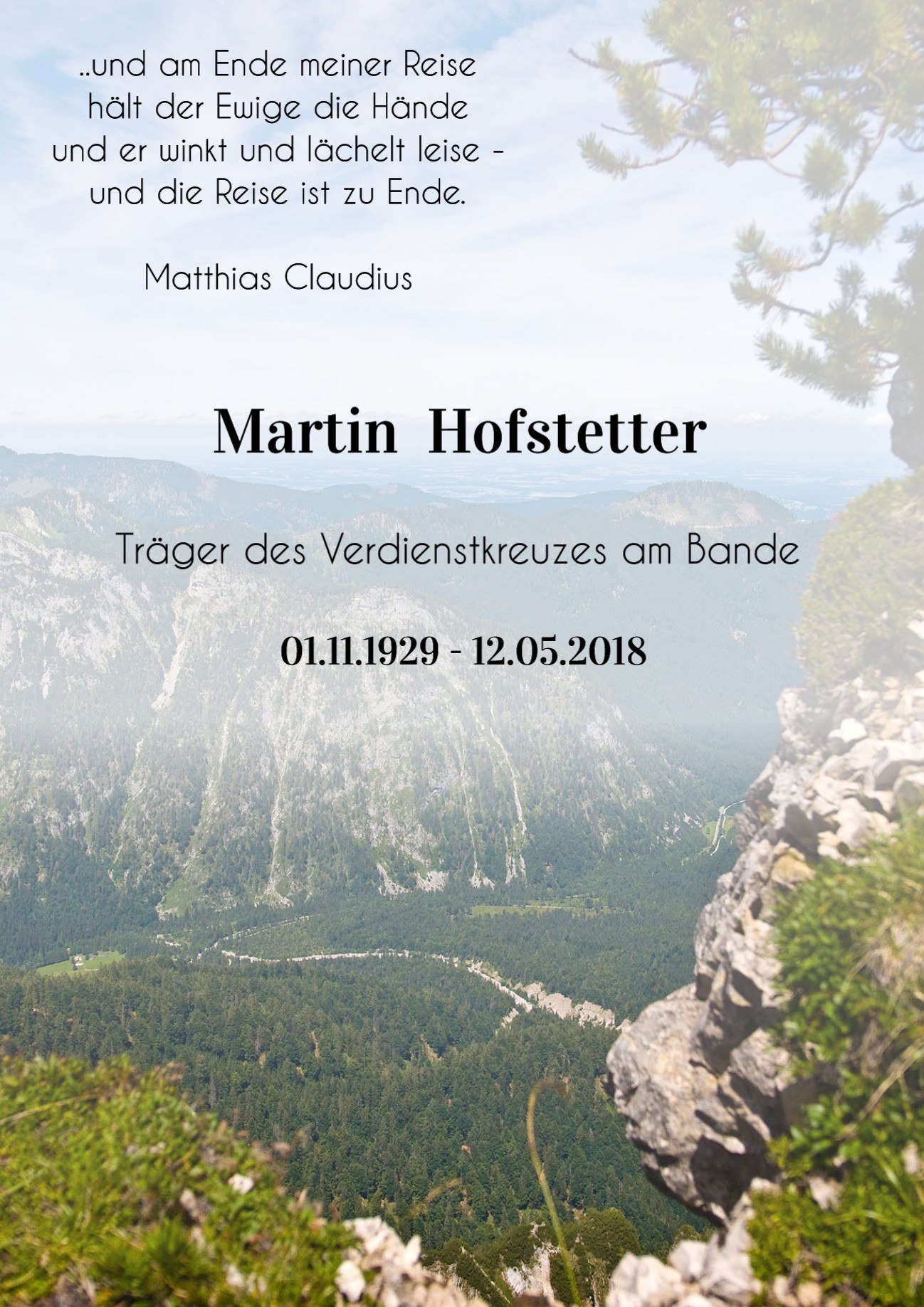 Traueranzeige von Martin Hofstetter