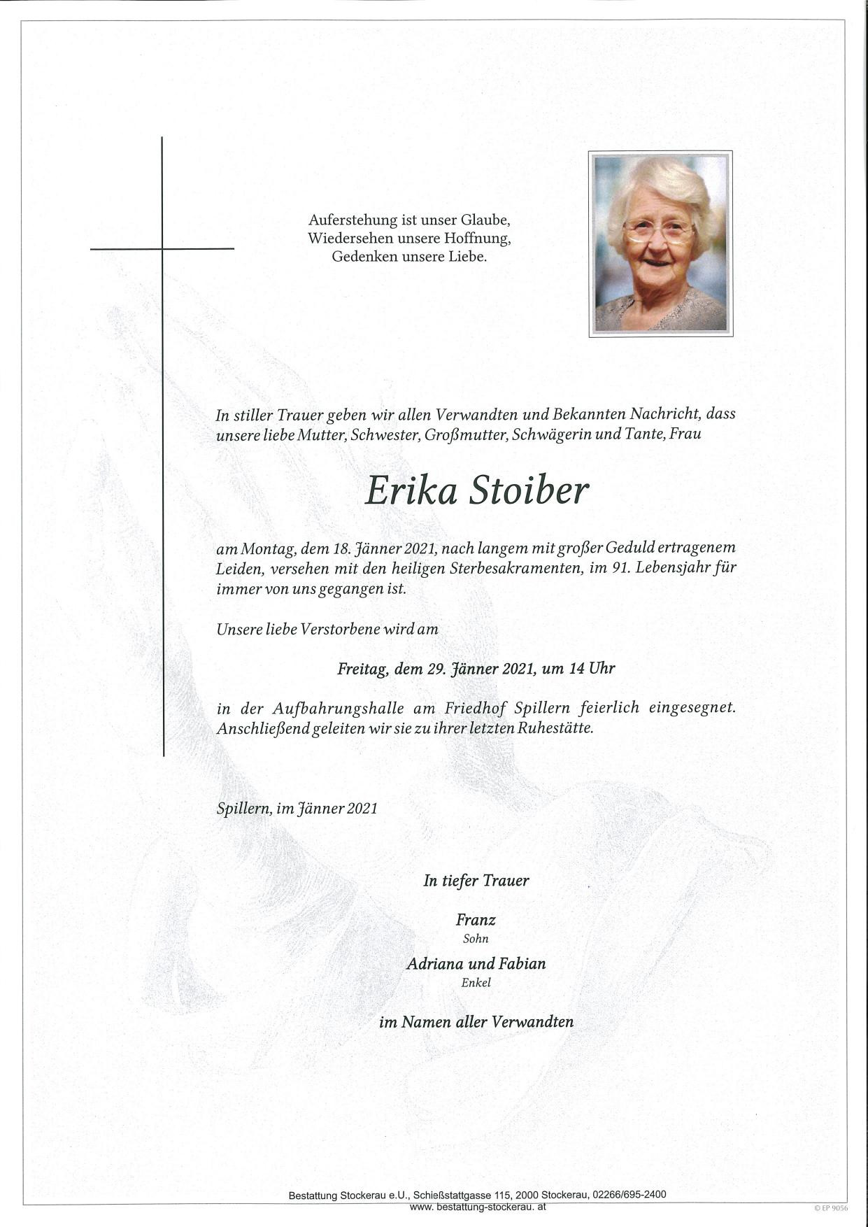 Traueranzeige von Erika Stoiber