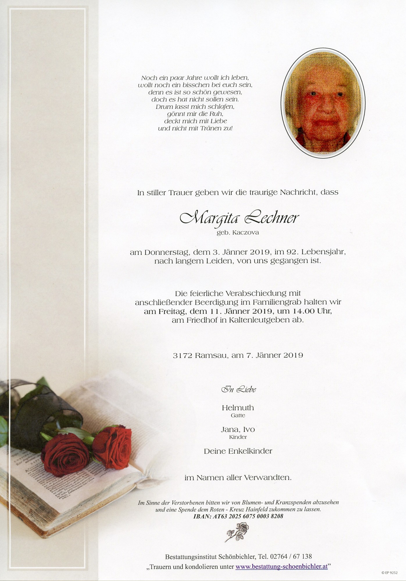 Traueranzeige von Margita Lechner