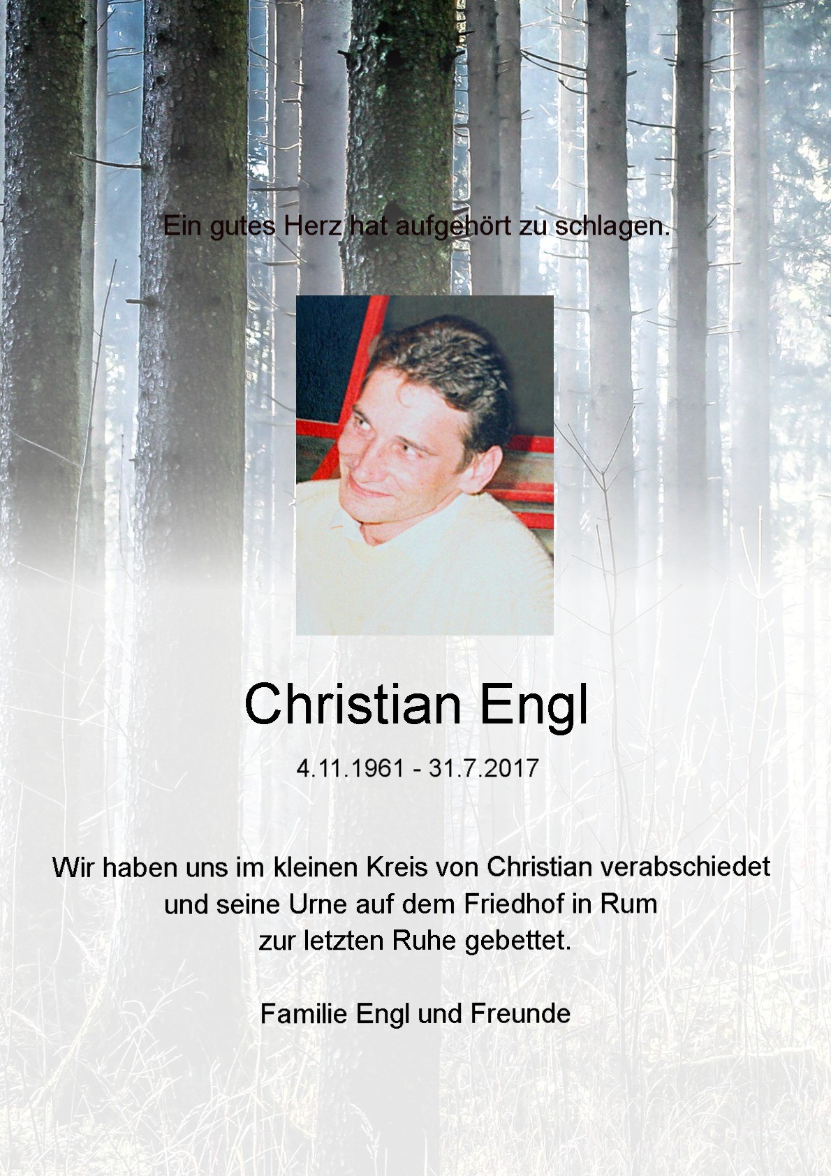Traueranzeige von Christian Engl