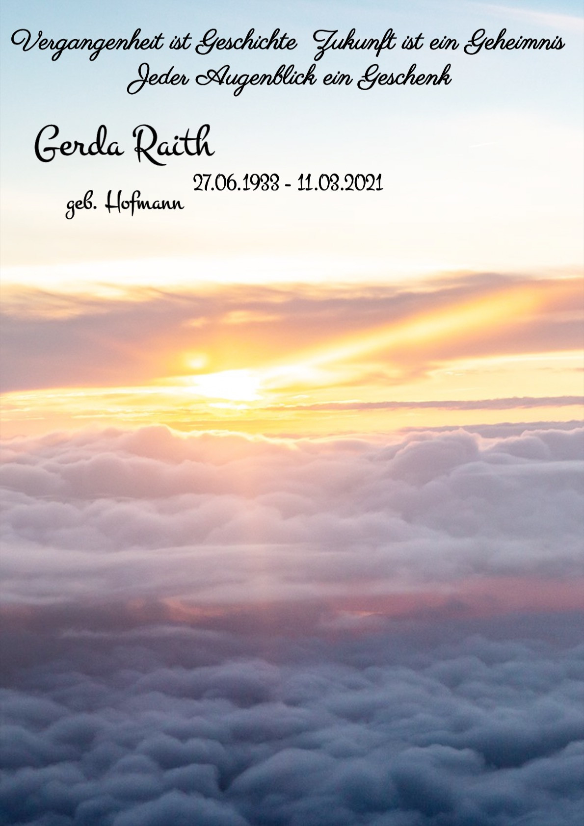 Traueranzeige von Gerda Raith