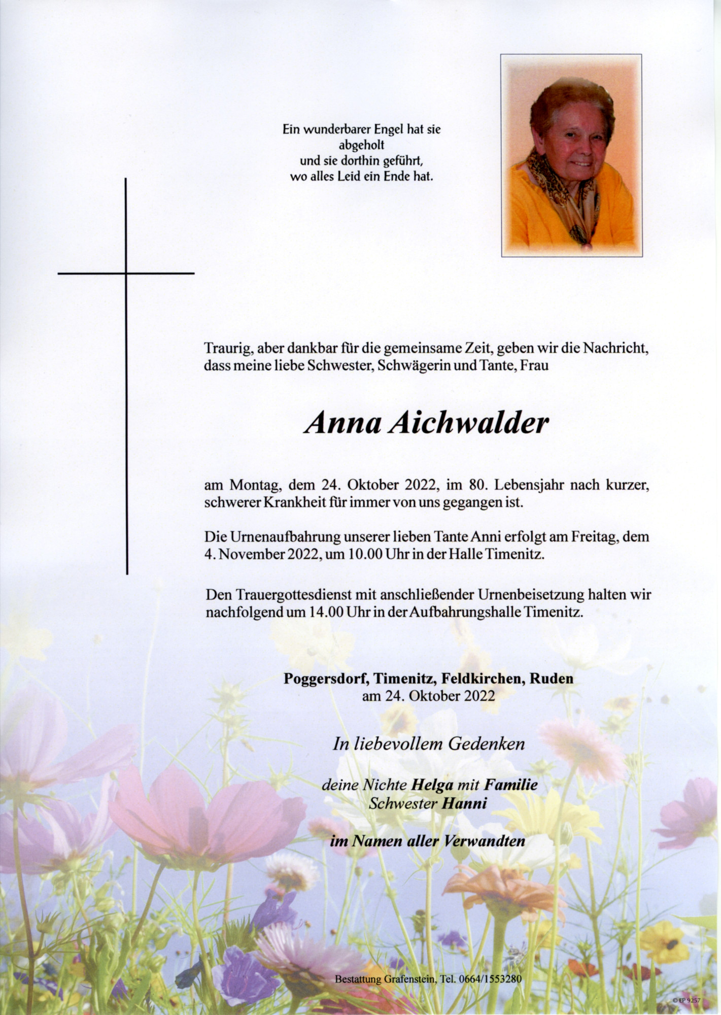 Traueranzeige von Frau Anna Aichwalder