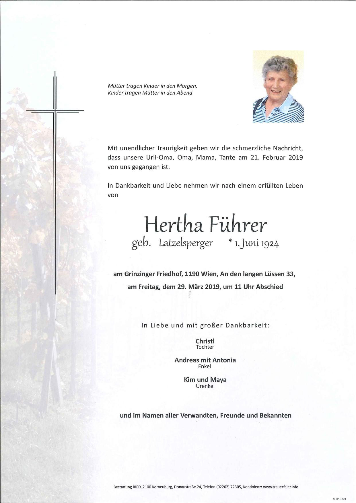Traueranzeige von Herta Führer