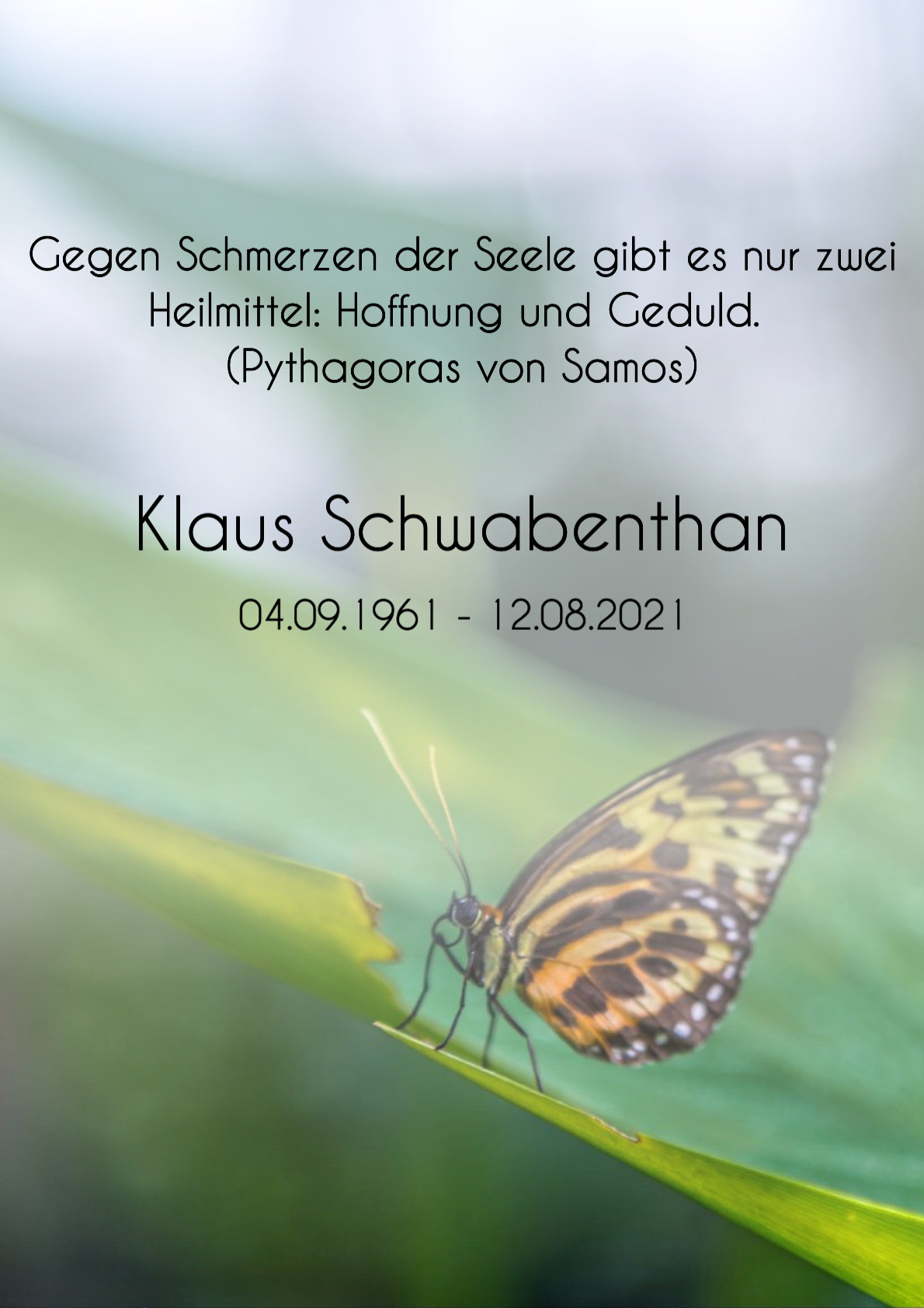 Traueranzeige von Klaus Schwabenthan