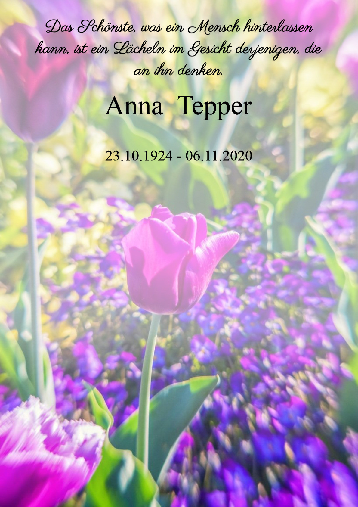 Traueranzeige von Anna Tepper
