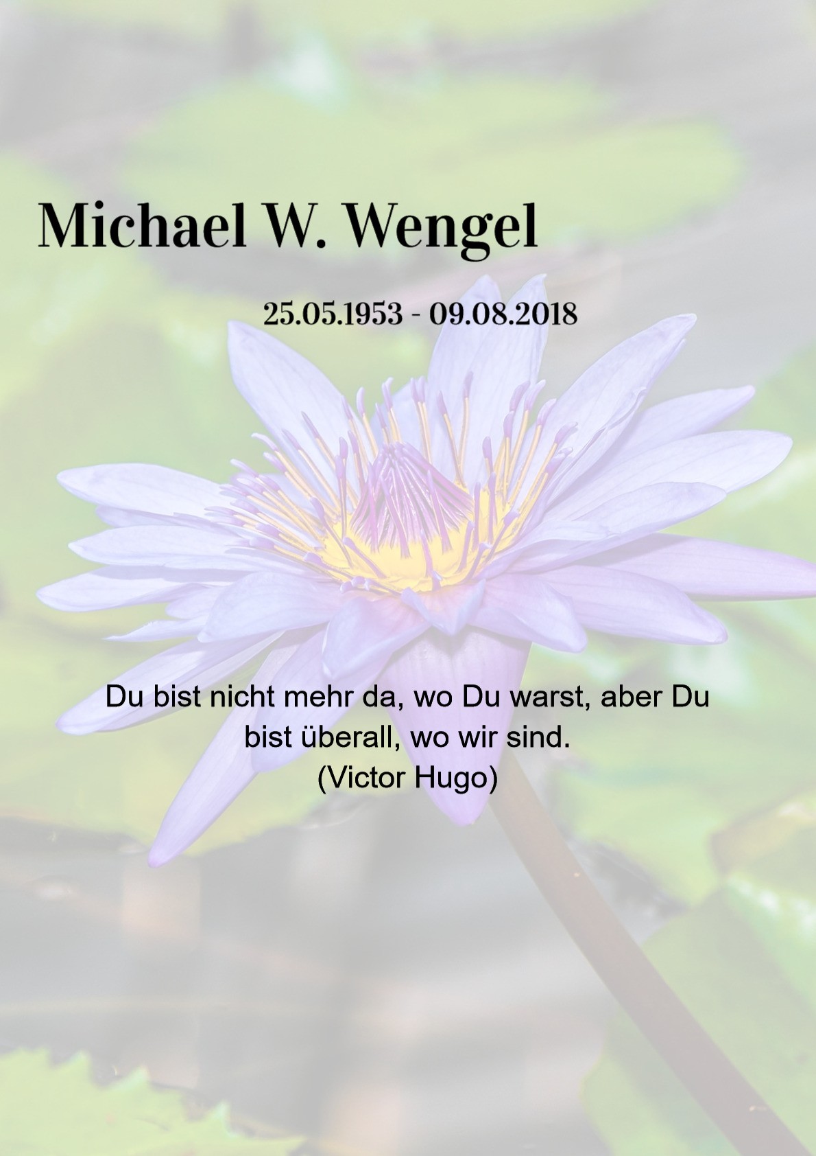 Traueranzeige von Michael W. Wengel