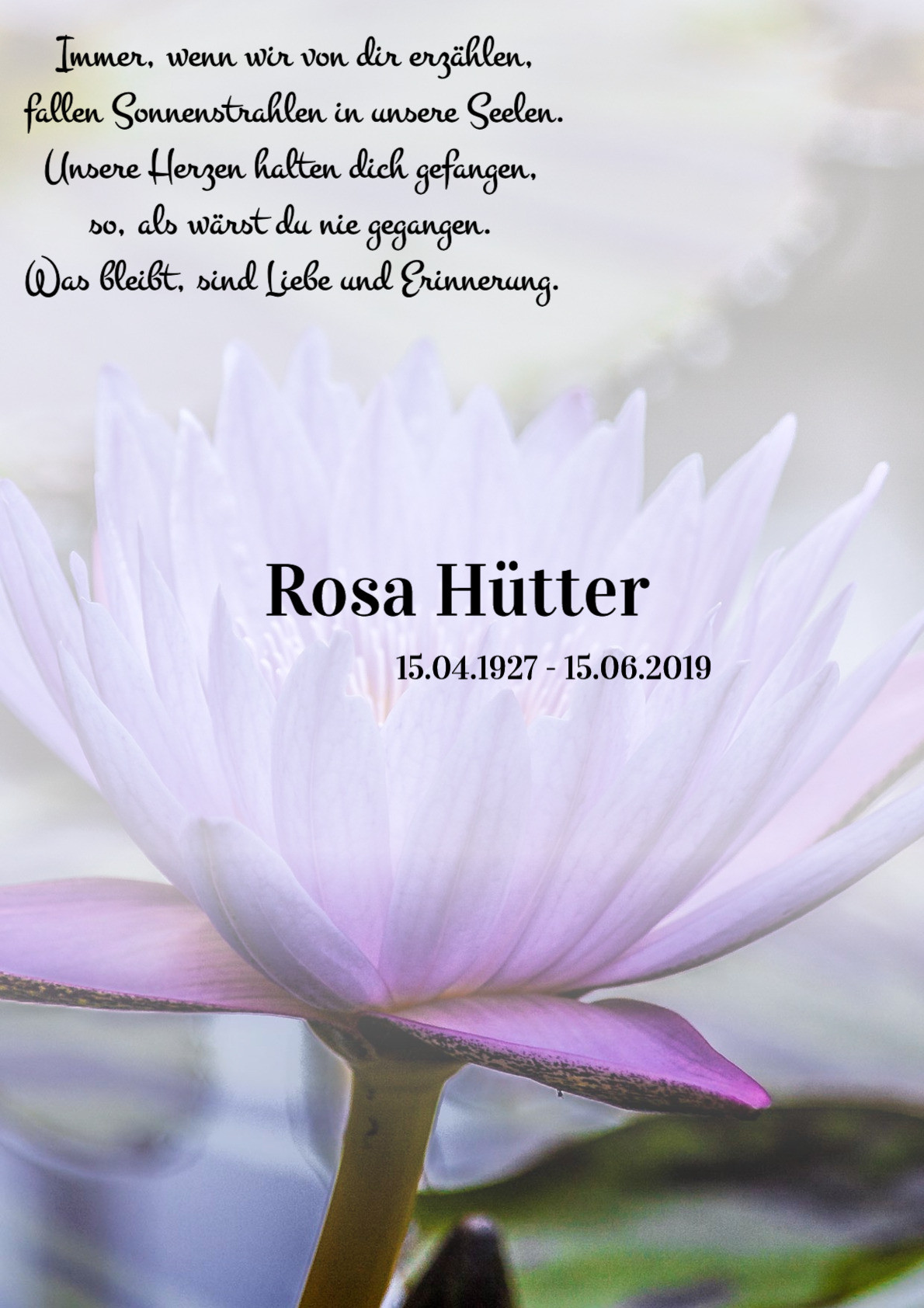 Traueranzeige von Rosa Hütter