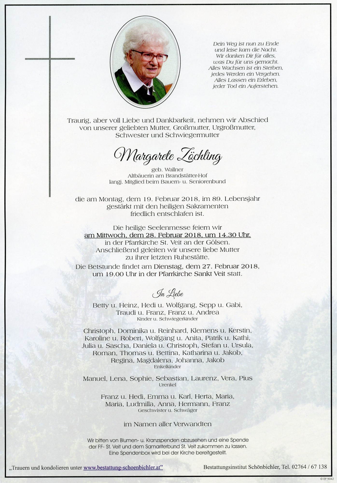 Traueranzeige von Margarete Zöchling