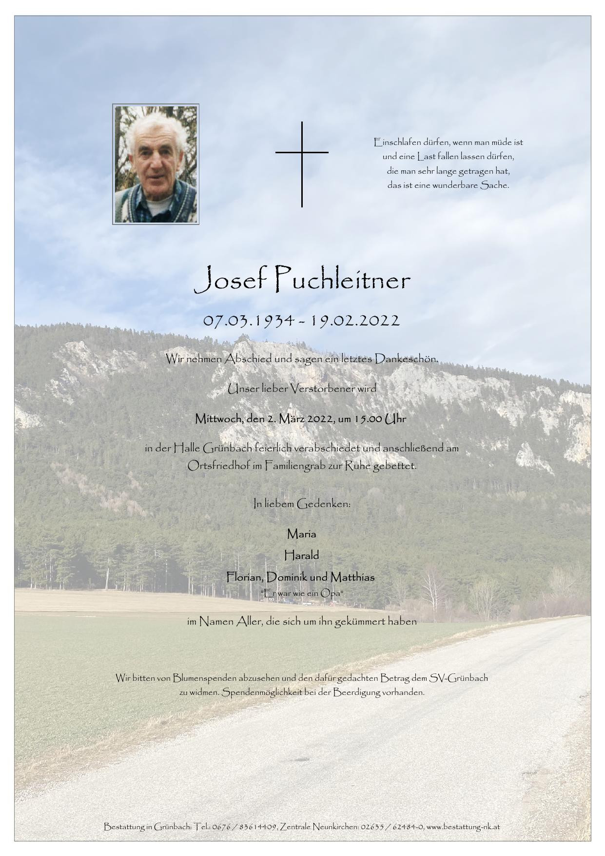 Traueranzeige von Josef Puchleitner