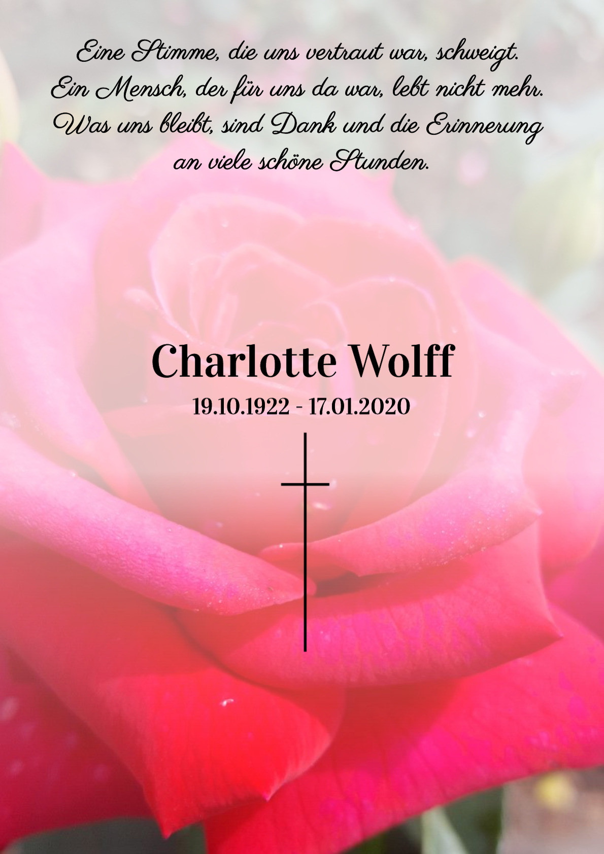 Traueranzeige von Charlotte Wolff
