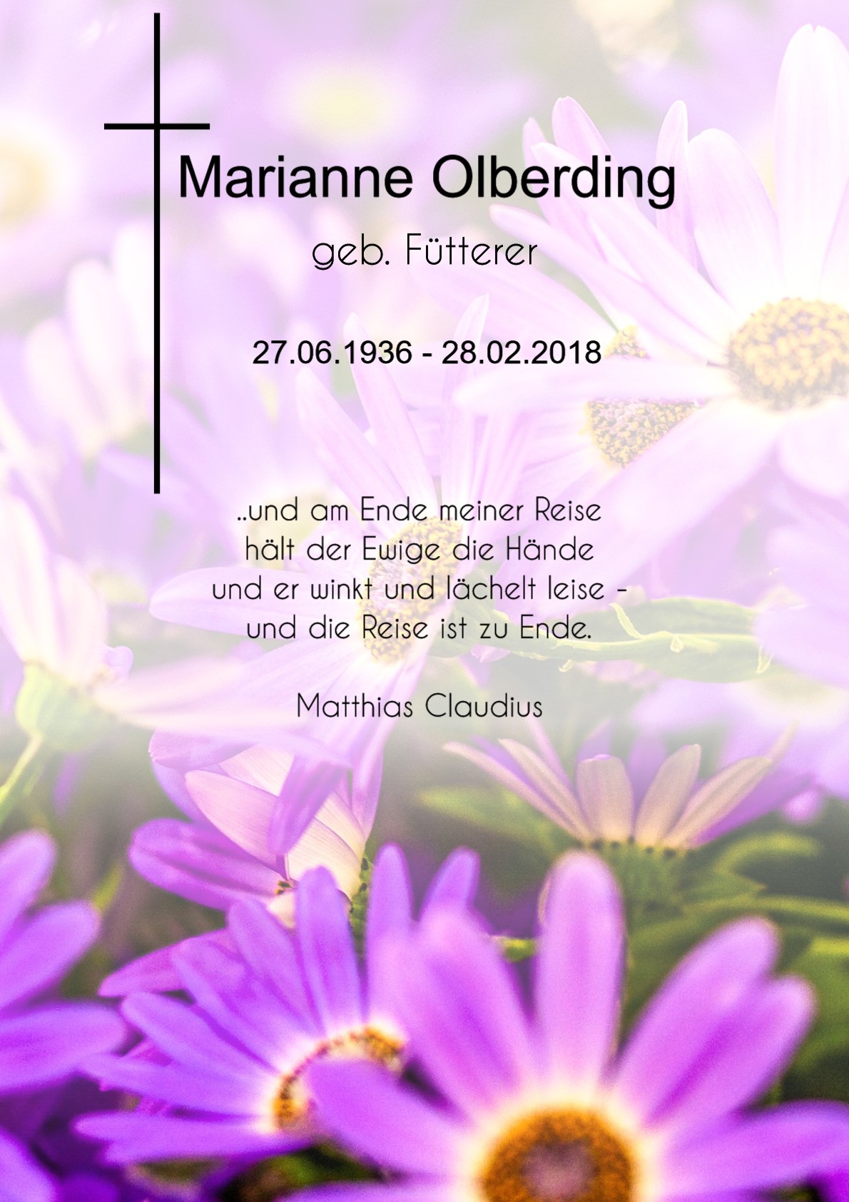 Traueranzeige von Marianne Olberding