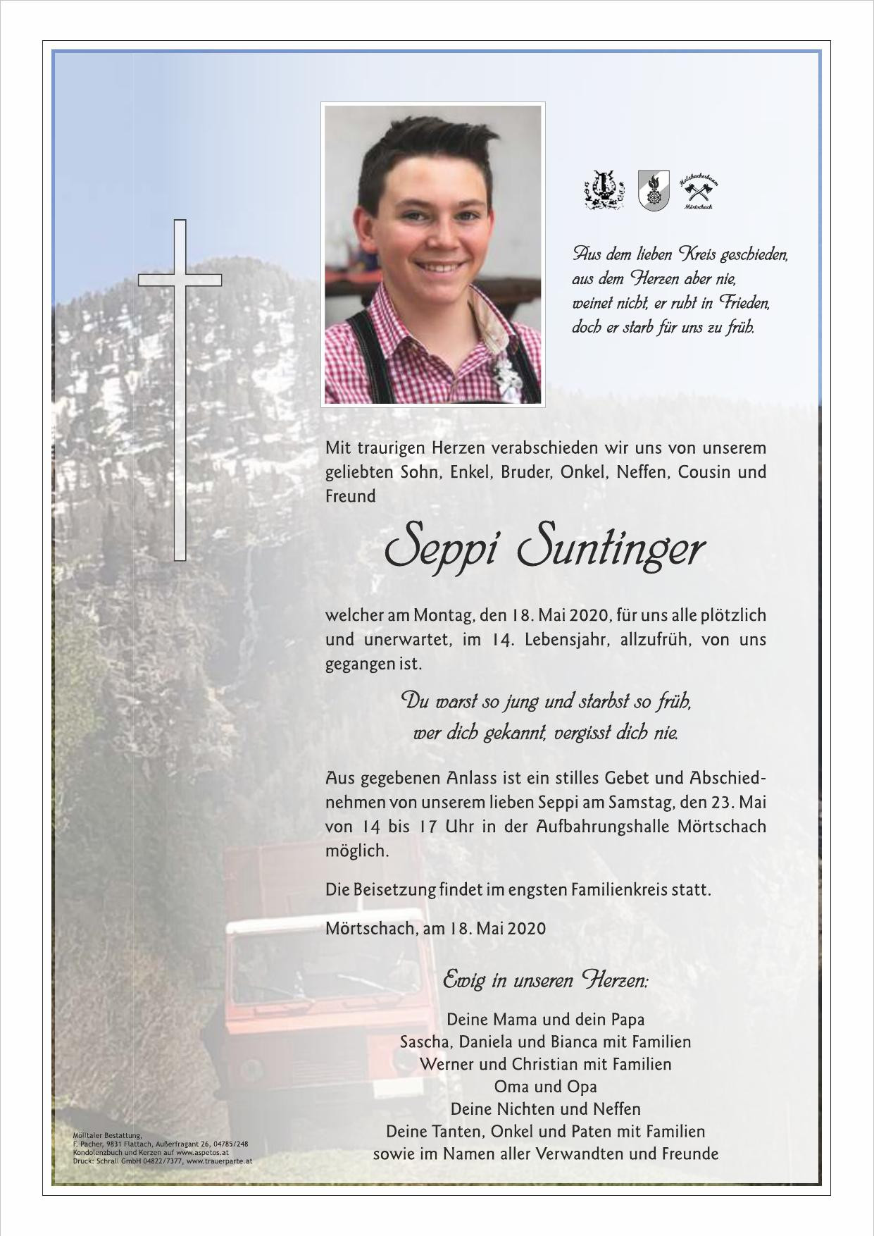 Traueranzeige von Josef Suntinger