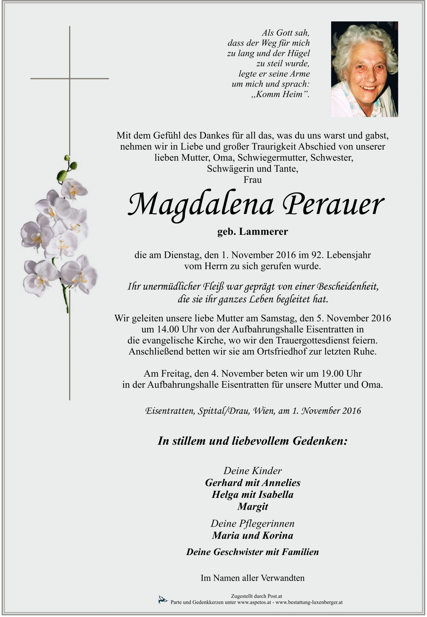 Traueranzeige von Magdalena Perauer