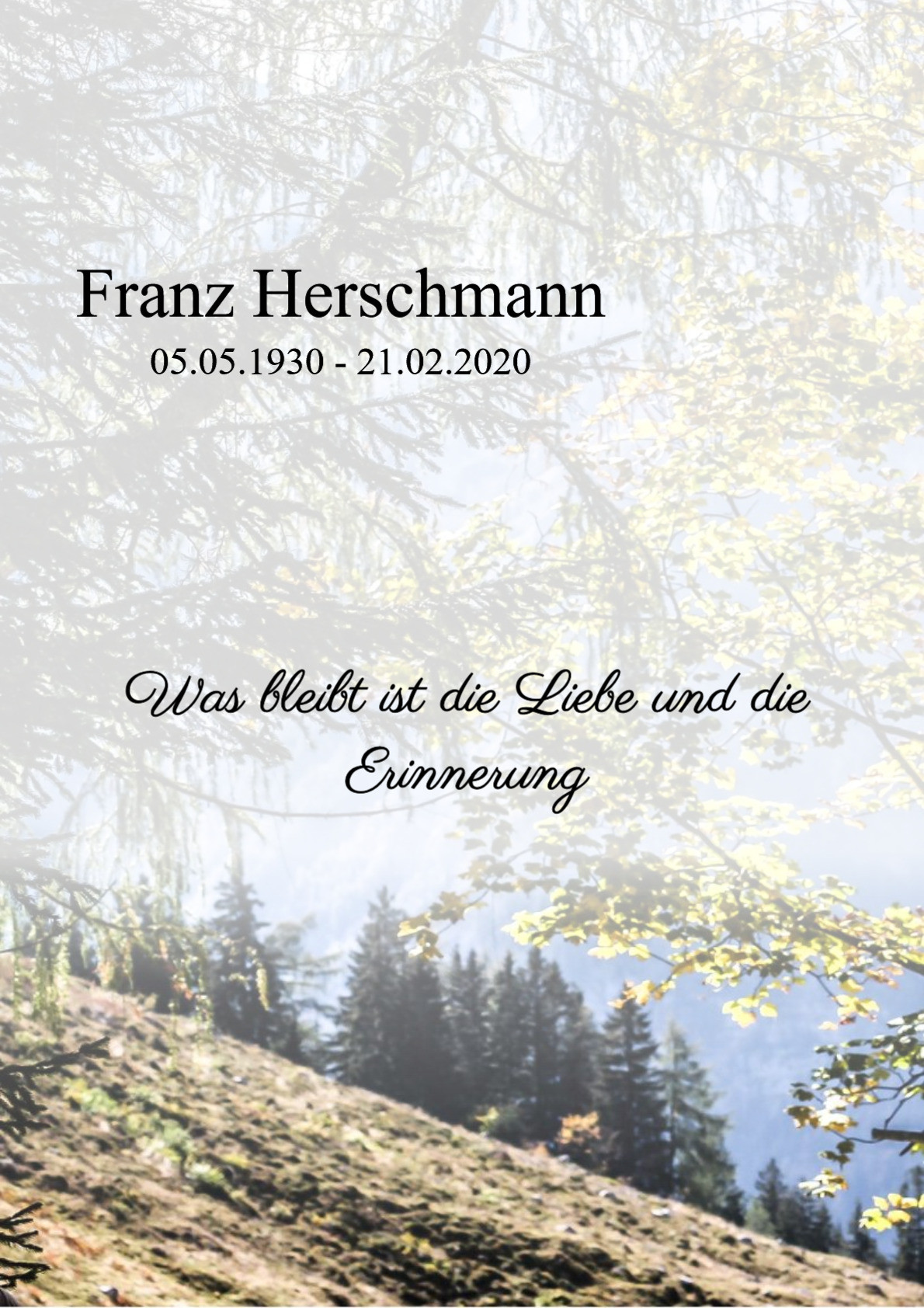Traueranzeige von Franz Herschmann