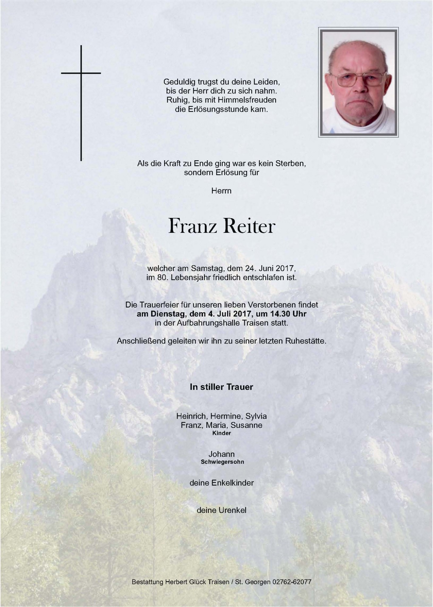 Traueranzeige von Franz Reiter